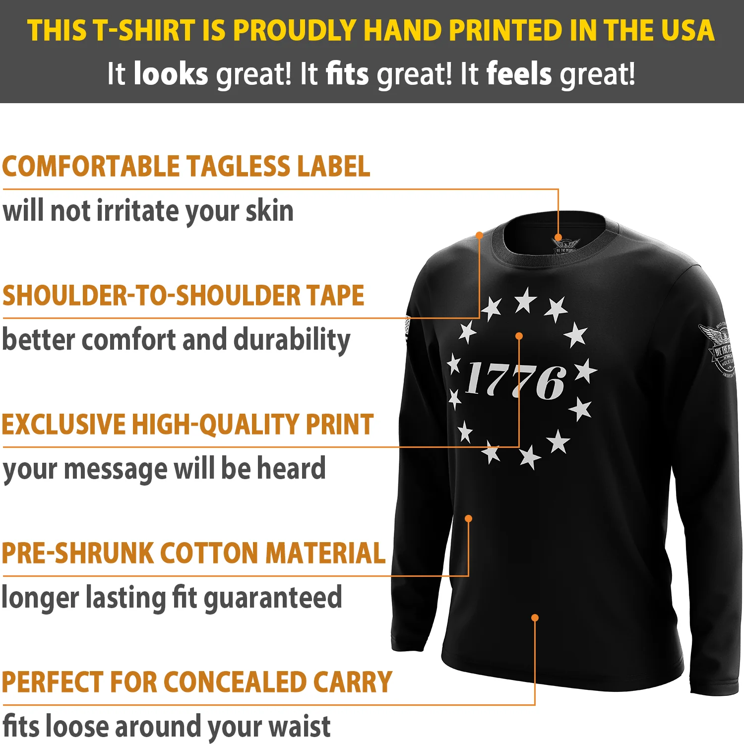 1776 Betsy Ross Flag Long Sleeve Shirt - Image 6