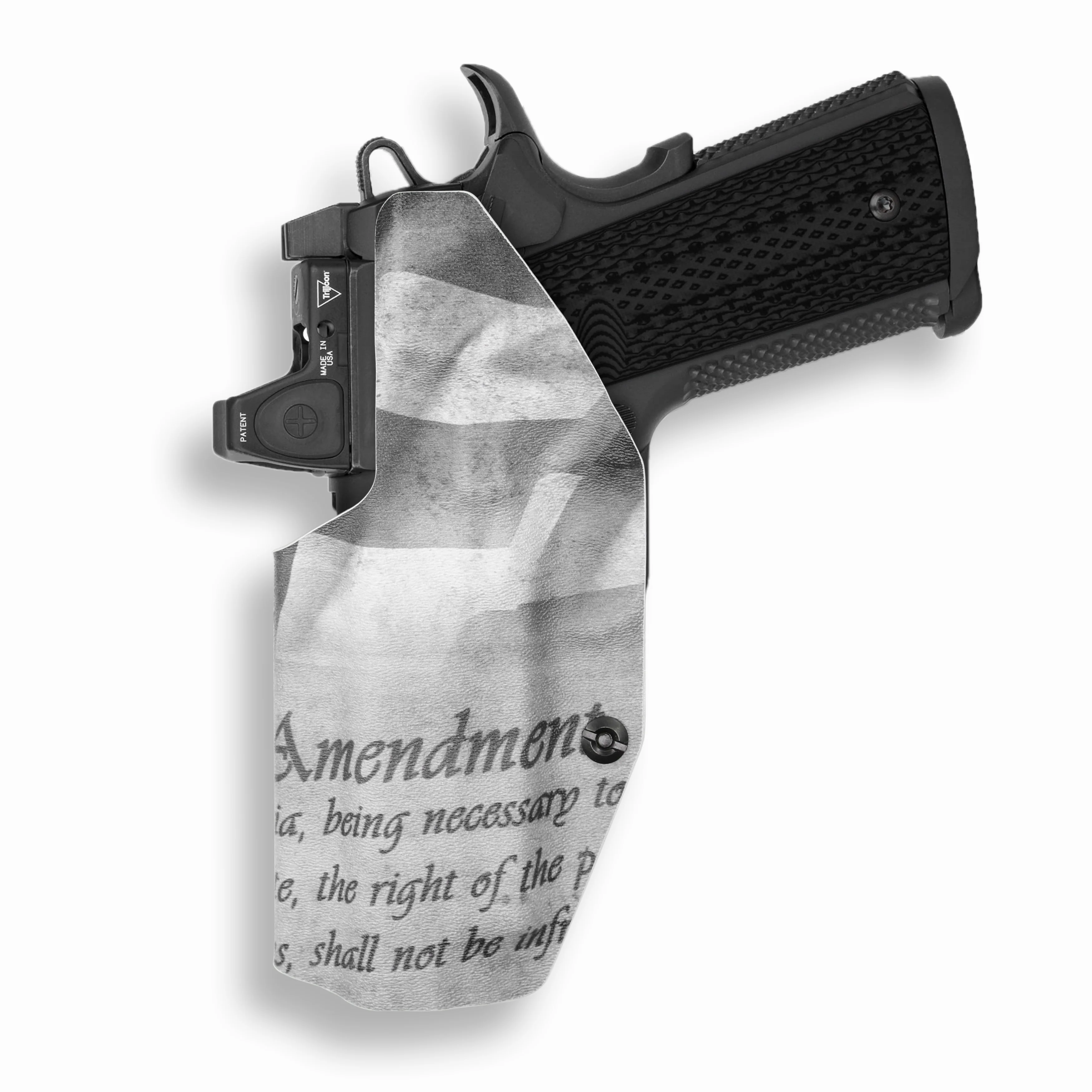 1911 4" Commander 45ACP with Rail Only Red Dot Optic Cut IWB Holster - Image 37