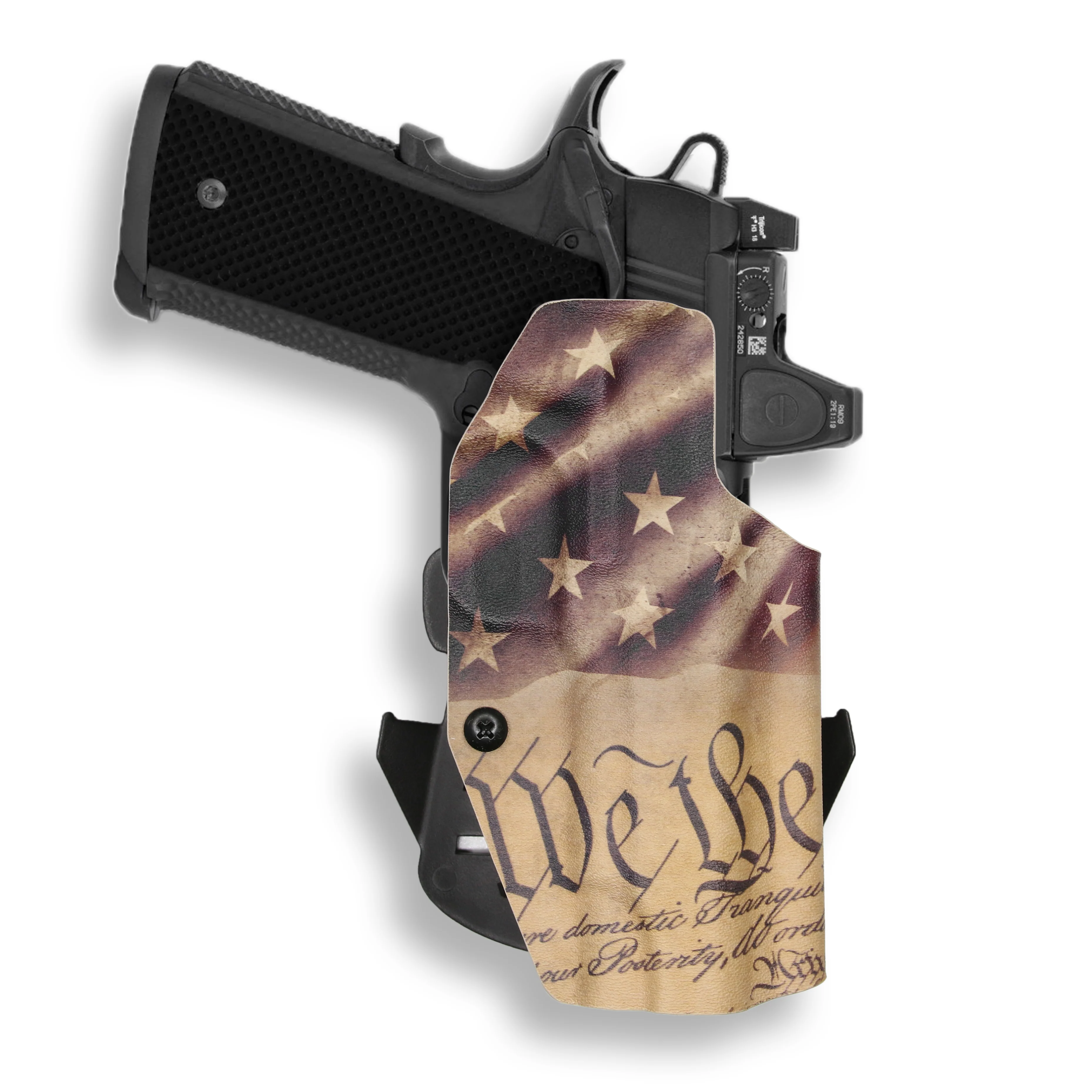 1911 4" Commander 45ACP with Rail Only Red Dot Optic Cut OWB Holster - Image 17