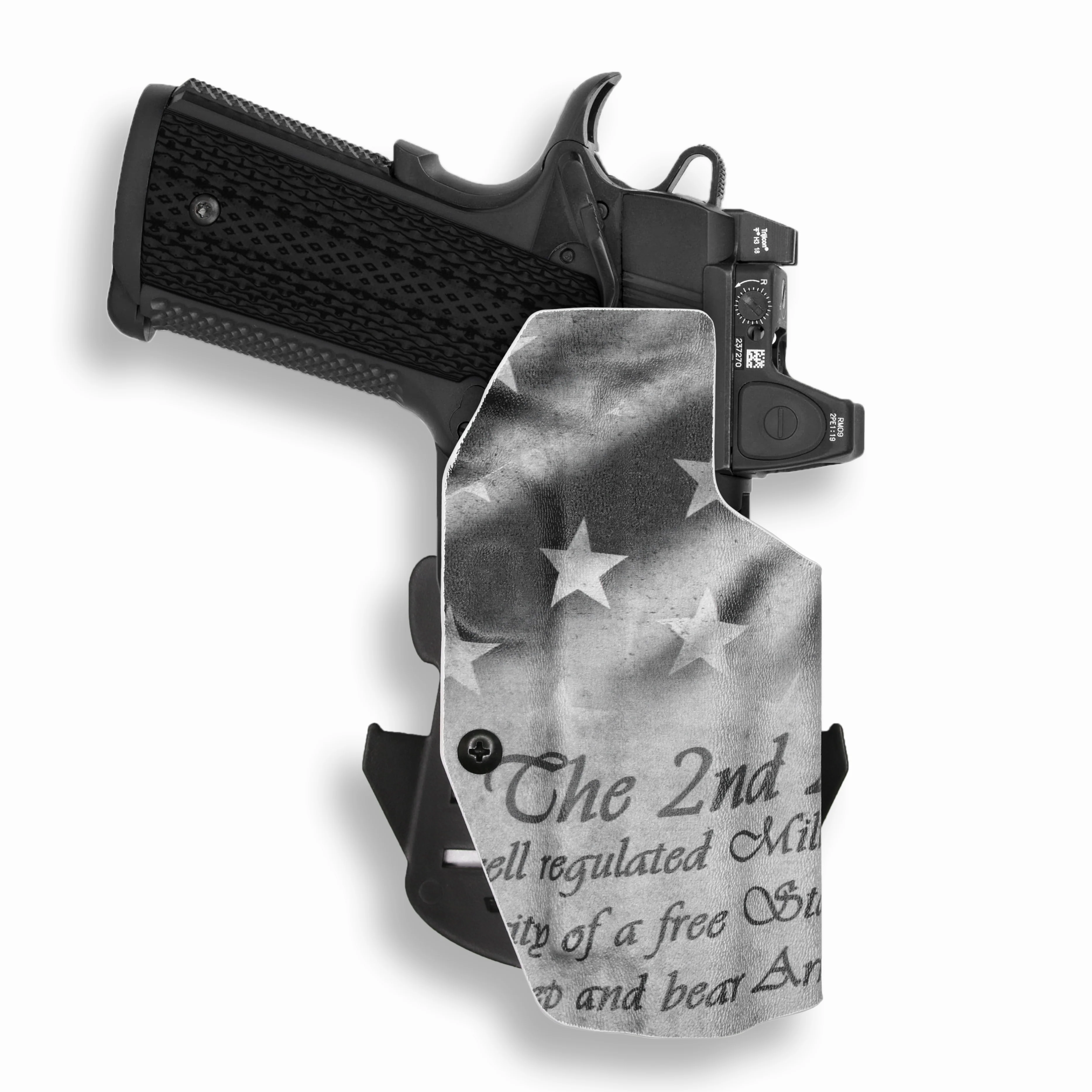 1911 4" Commander 45ACP with Rail Only Red Dot Optic Cut OWB Holster - Image 29