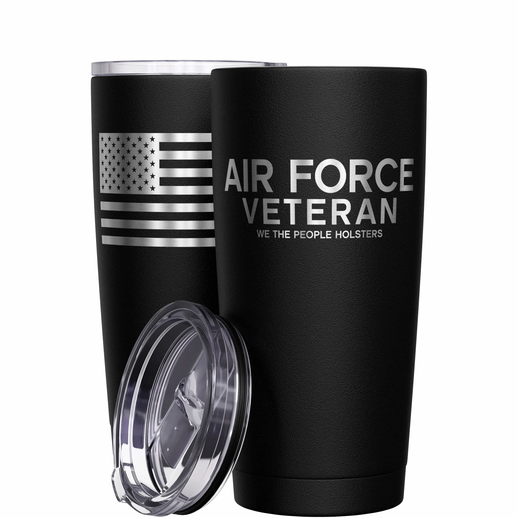 Air Force Vet + American Flag Stainless Steel Tumbler - Image 10