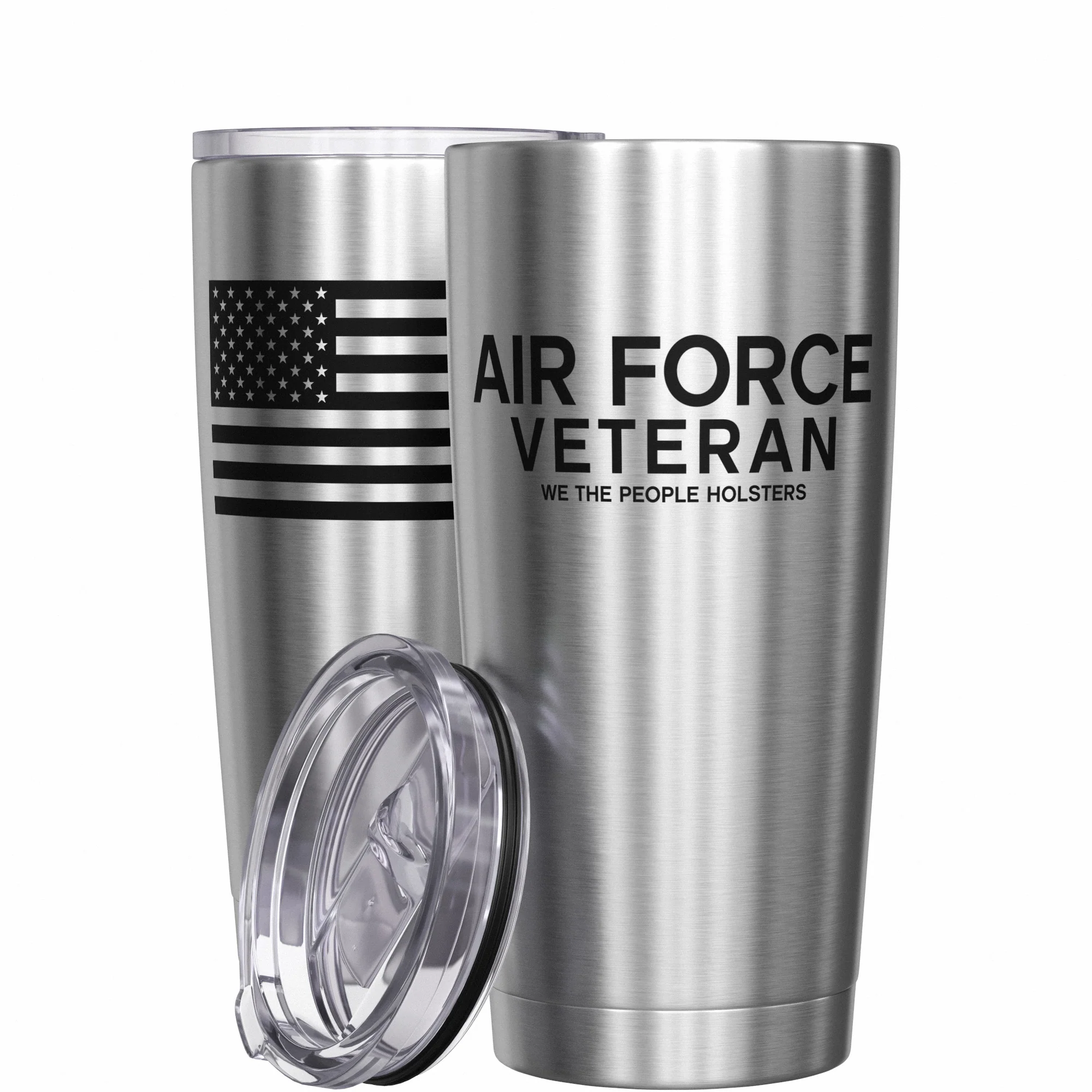 Air Force Vet + American Flag Stainless Steel Tumbler - Image 11