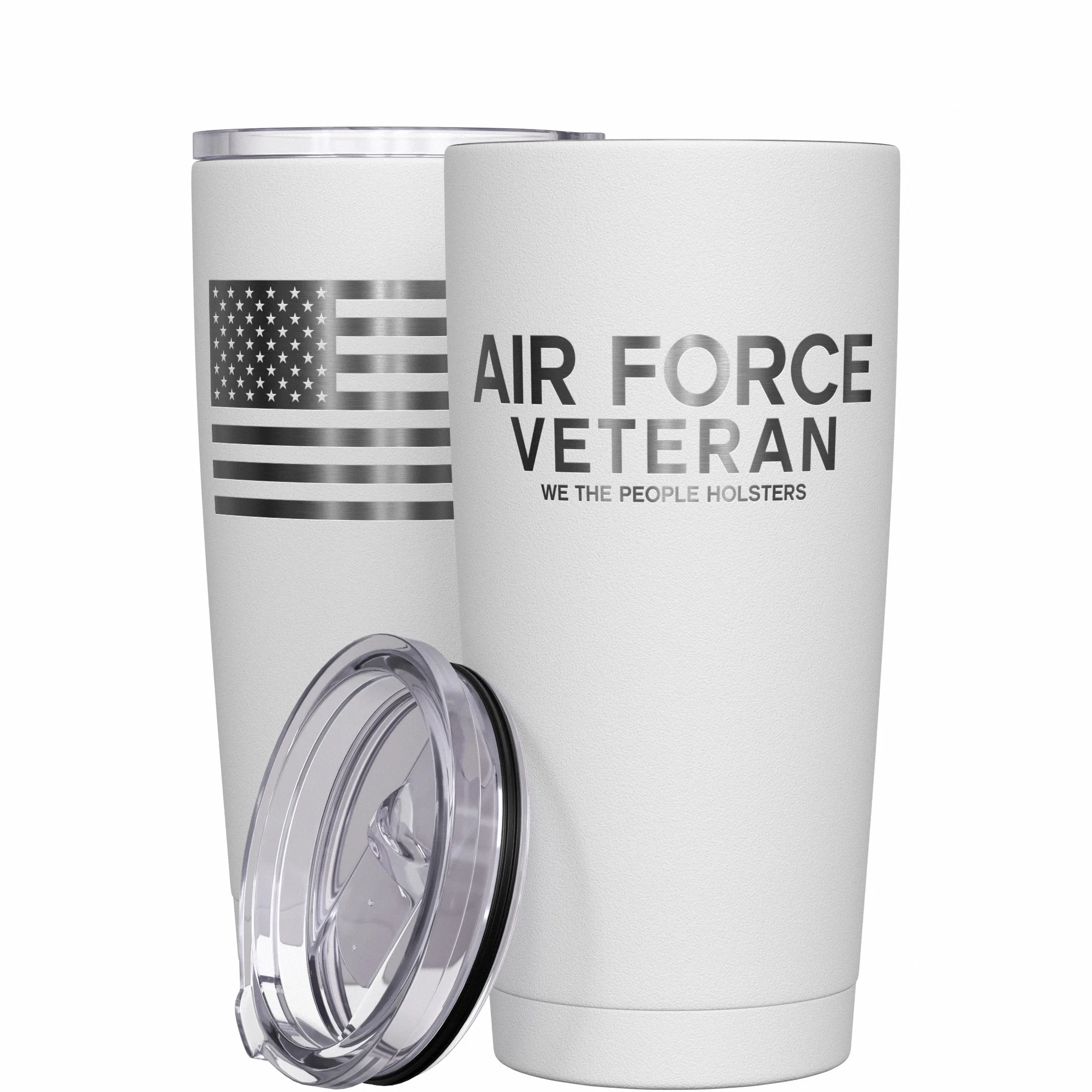 Air Force Vet + American Flag Stainless Steel Tumbler - Image 12