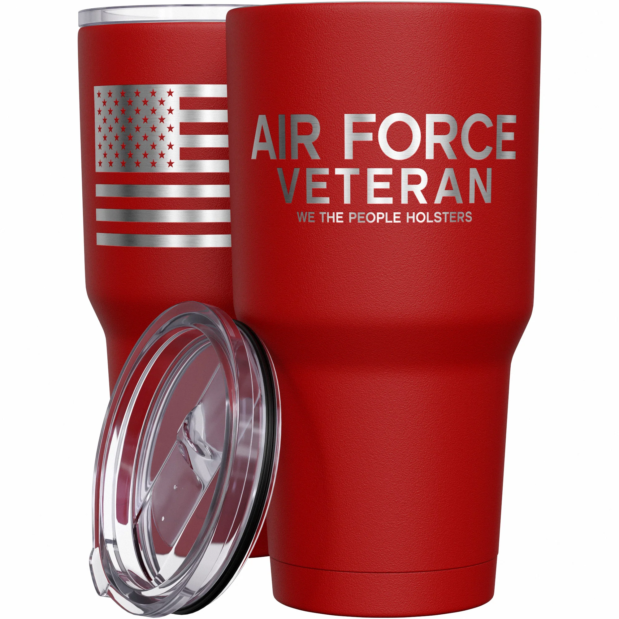 Air Force Vet + American Flag Stainless Steel Tumbler - Image 8