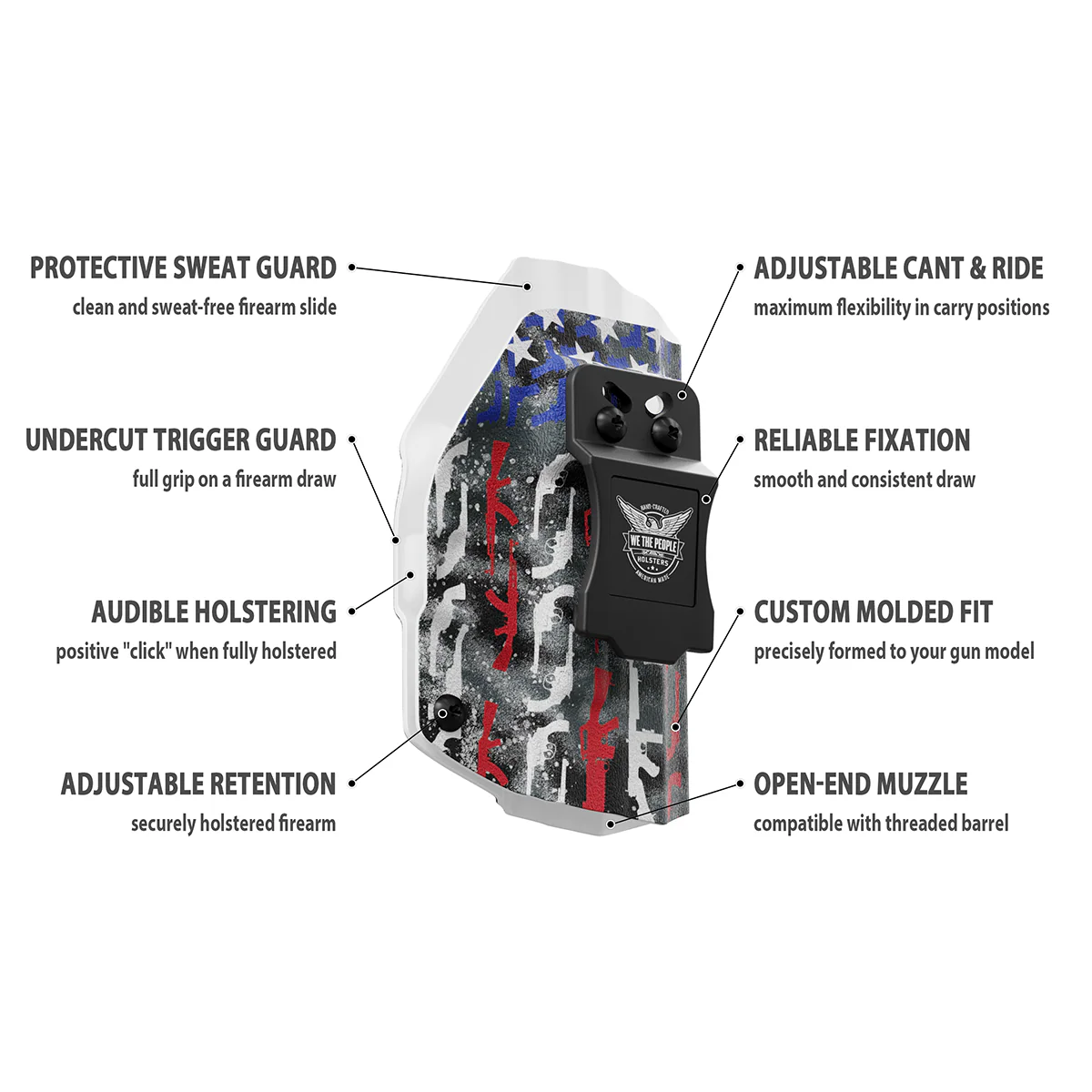 American Flag in Guns Patriotic Colors Custom Printed Holster - IWB Kydex Holster - Image 9
