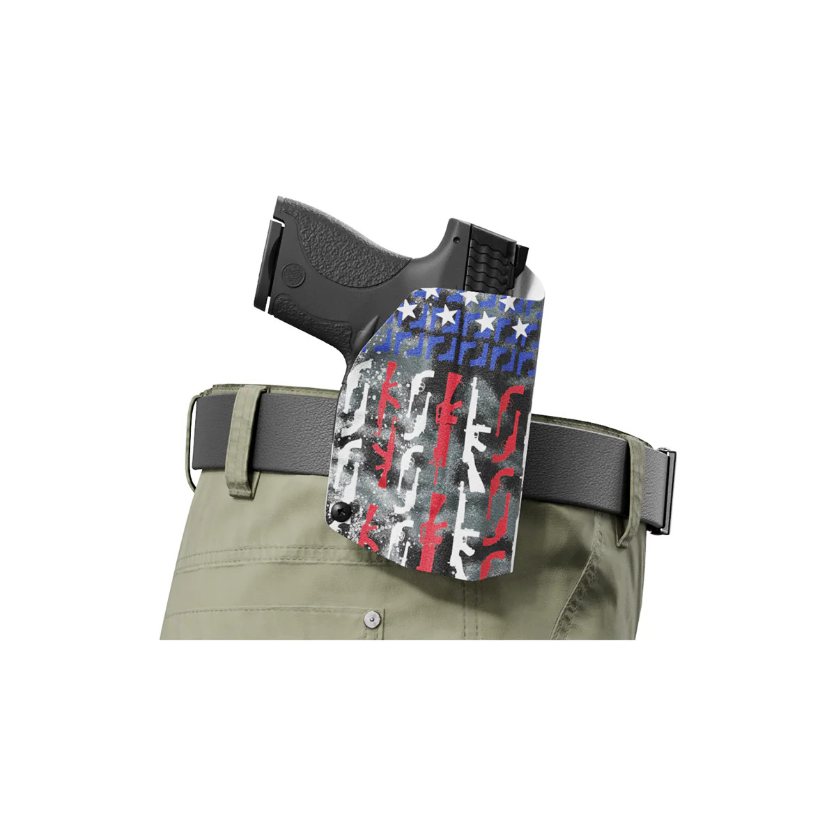 American Flag in Guns Patriotic Colors Custom Printed Holster - OWB Kydex Holster - Image 6