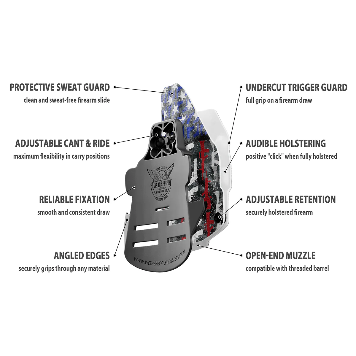 American Flag in Guns Patriotic Colors Custom Printed Holster - OWB Kydex Holster - Image 9