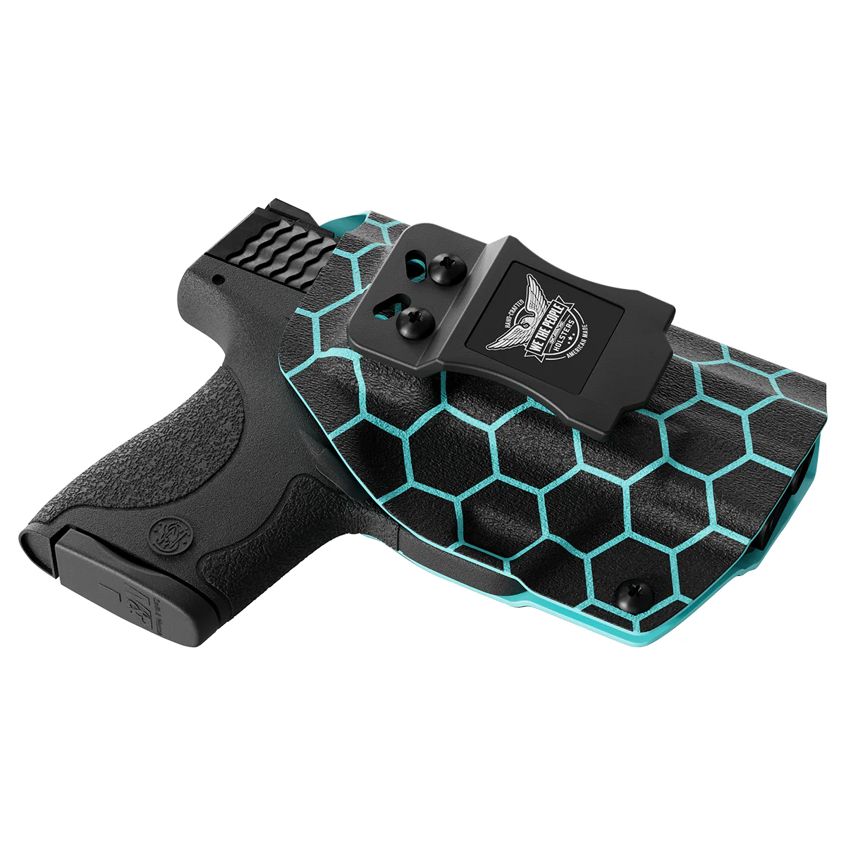 Aqua Honeycomb Custom Printed Holster - IWB Kydex Holster - Image 2