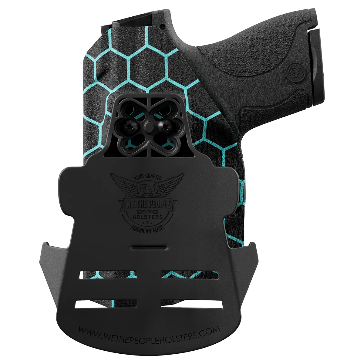 Aqua Honeycomb Custom Printed Holster - OWB Kydex Holster - Image 3