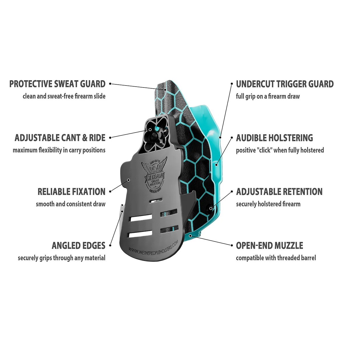 Aqua Honeycomb Custom Printed Holster - OWB Kydex Holster - Image 9