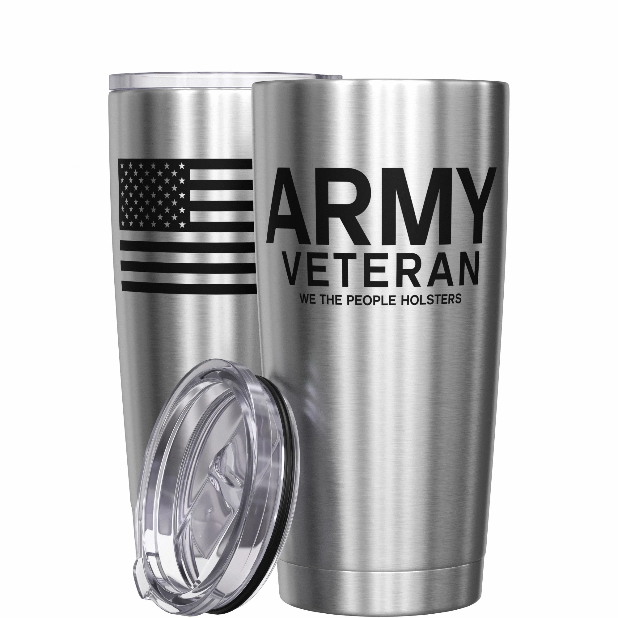 Army Vet + American Flag Stainless Steel Tumbler - Image 11