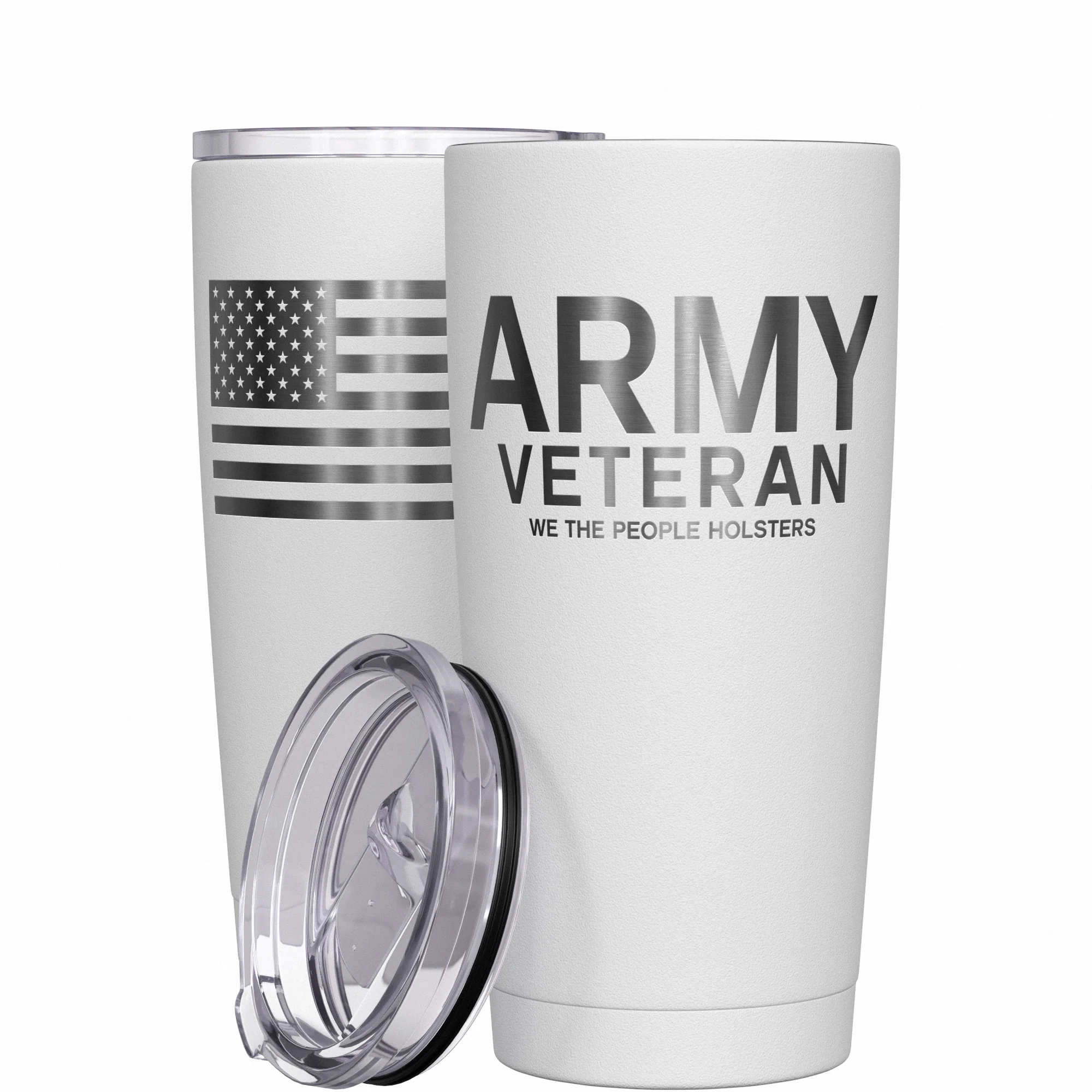 Army Vet + American Flag Stainless Steel Tumbler - Image 12