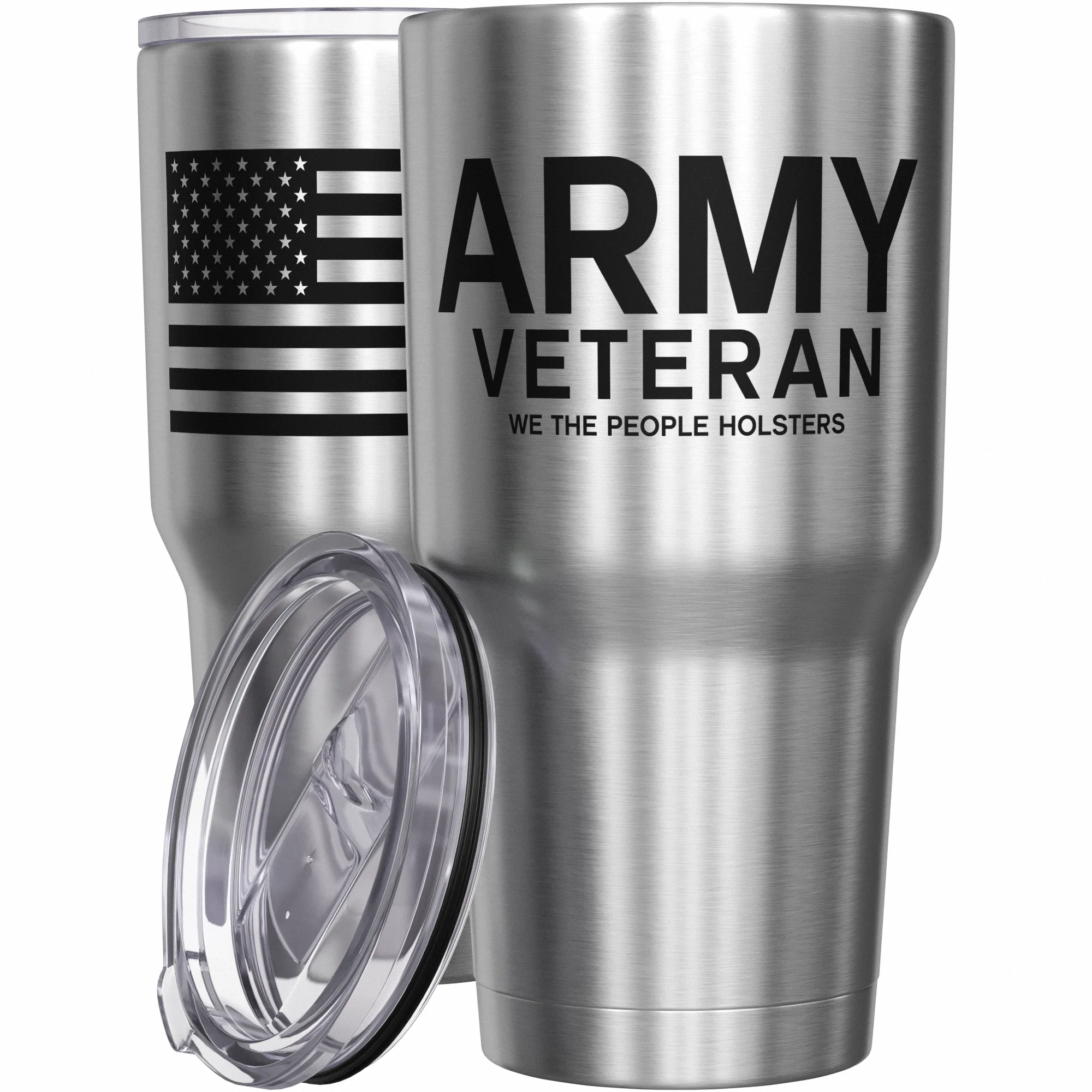 Army Vet + American Flag Stainless Steel Tumbler - Image 7