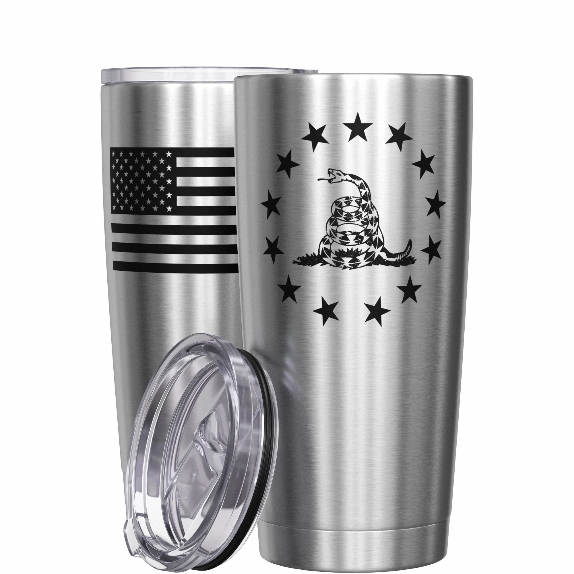 Betsy Ross Gadsden Flag + American Flag Stainless Steel Tumbler - Image 11