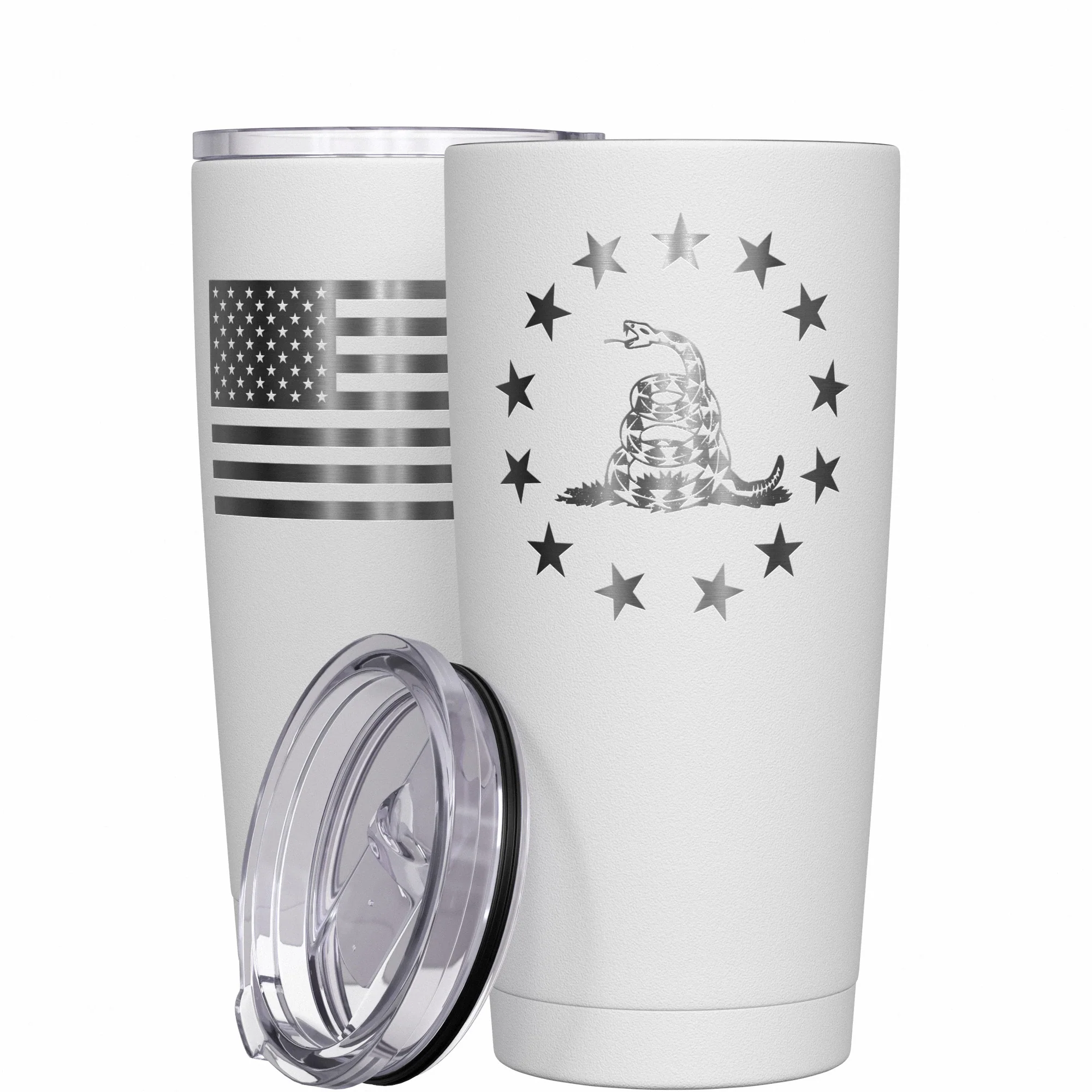 Betsy Ross Gadsden Flag + American Flag Stainless Steel Tumbler - Image 12