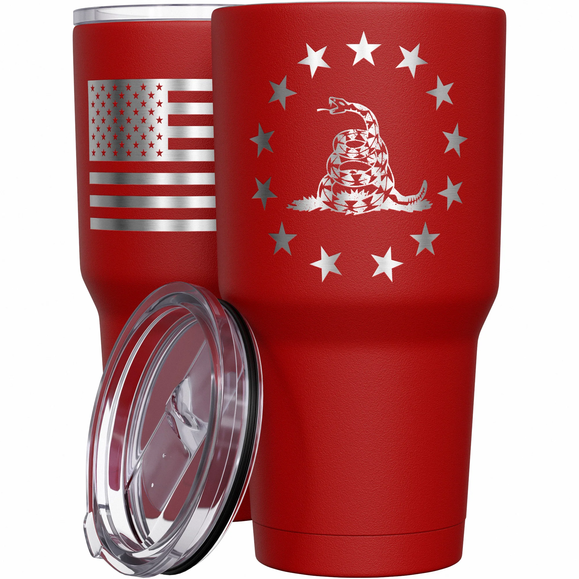Betsy Ross Gadsden Flag + American Flag Stainless Steel Tumbler - Image 8