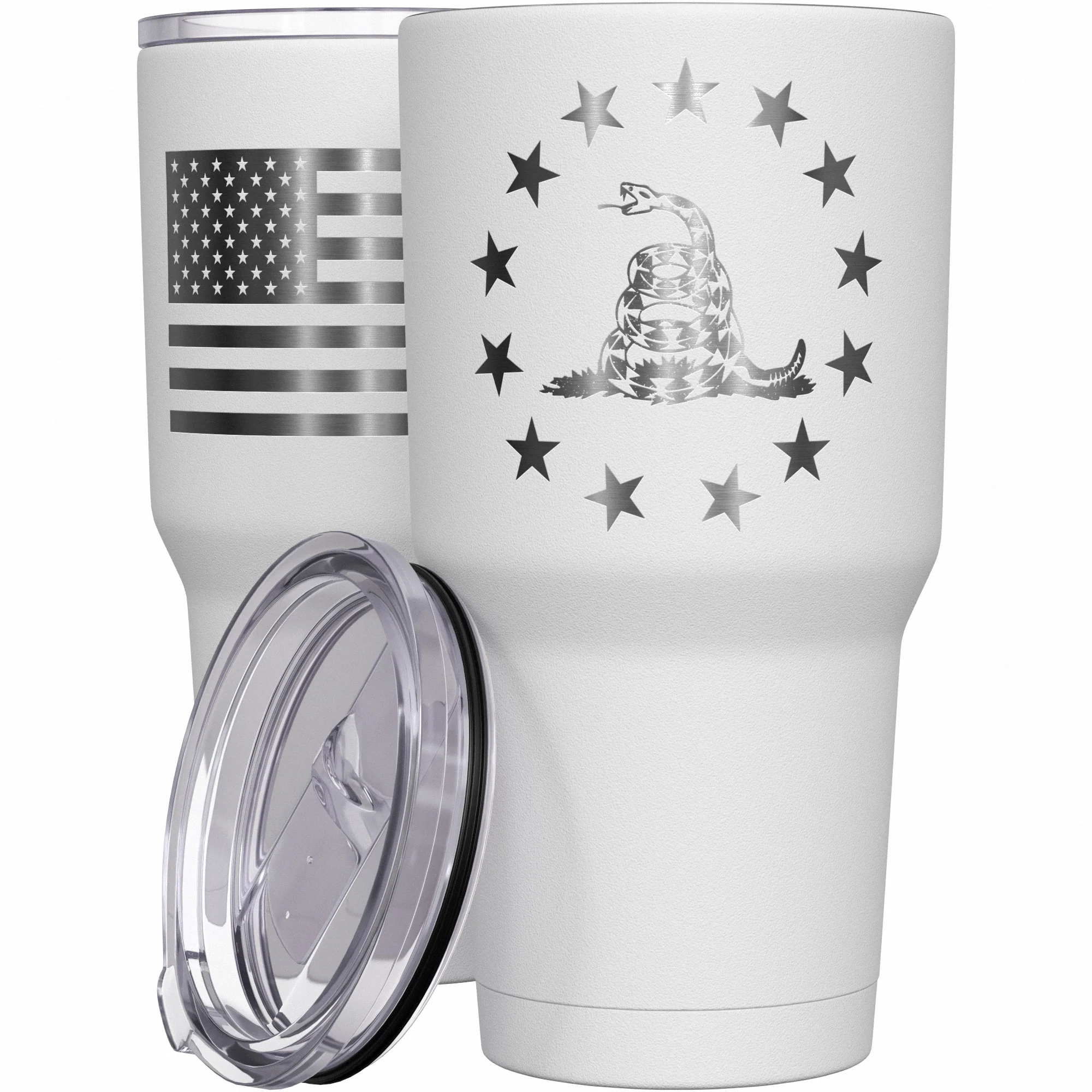 Betsy Ross Gadsden Flag + American Flag Stainless Steel Tumbler - Image 9