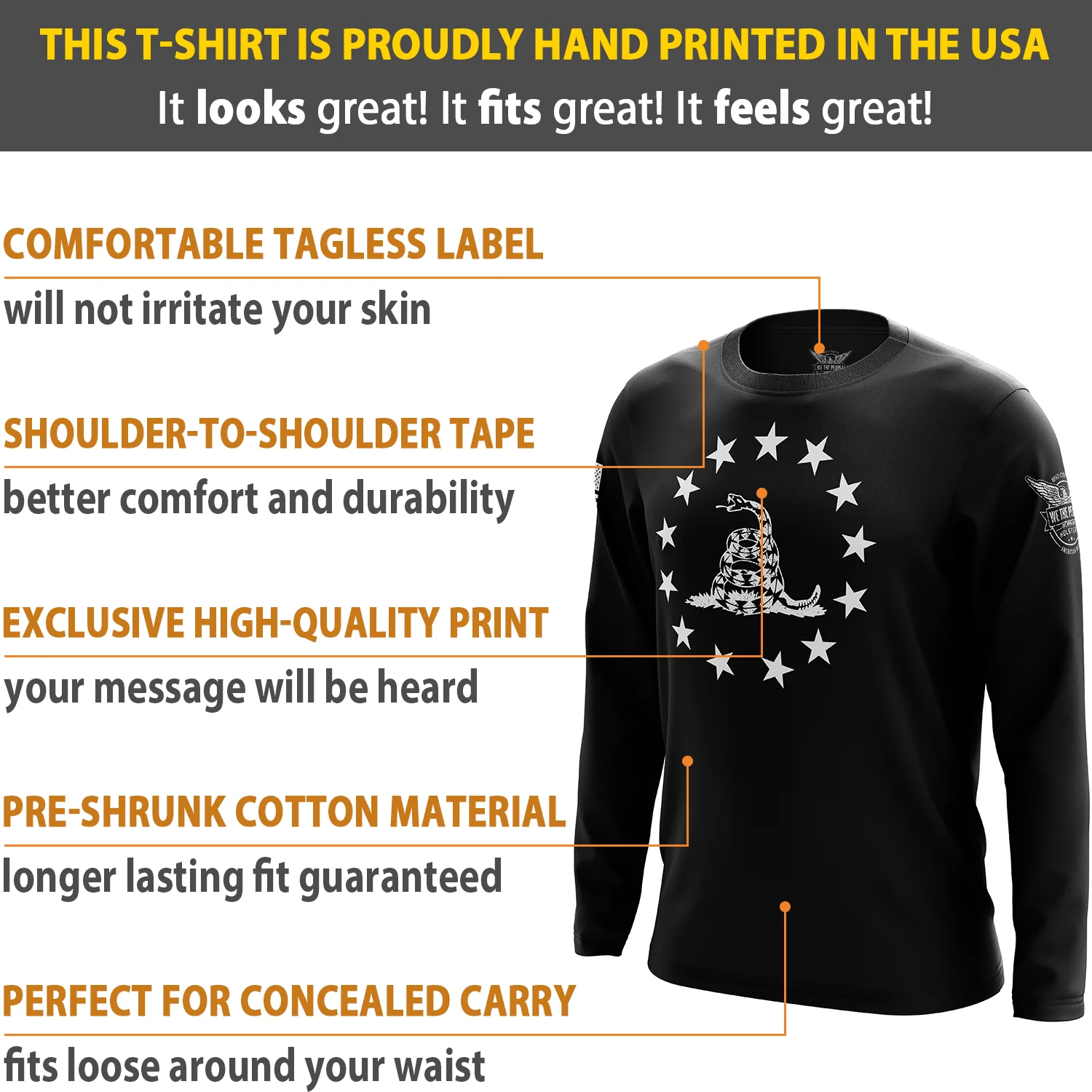 Betsy Ross Gadsden Flag Long Sleeve Shirt - Image 6