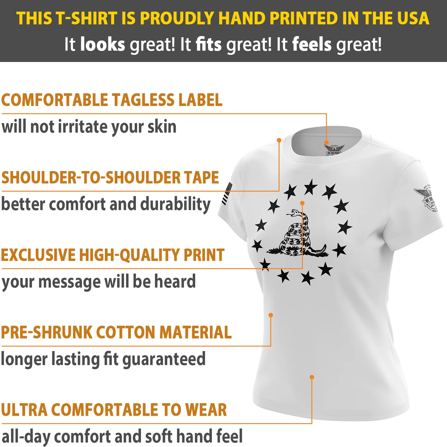 Betsy Ross Gadsden Flag Women's Short Sleeve Shirt - Image 12