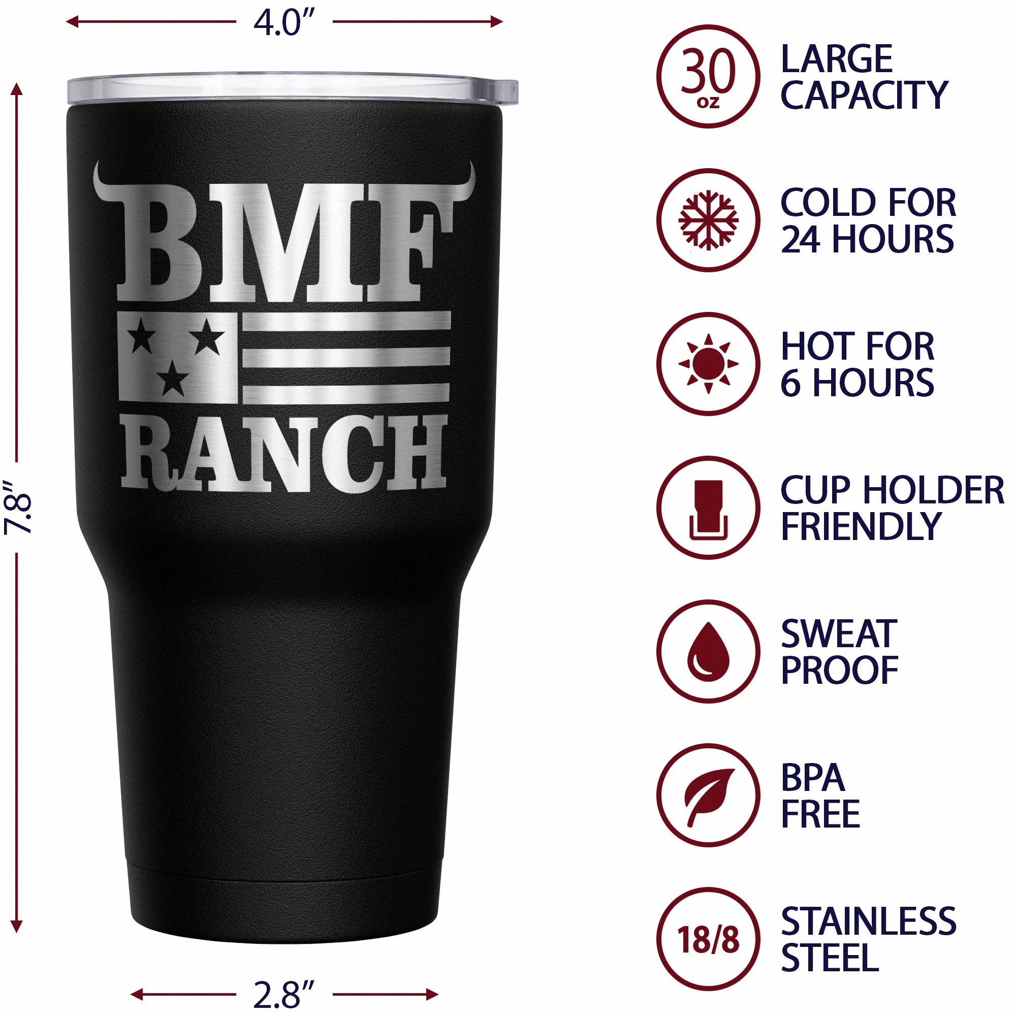 BMF Ranch Flag Stainless Steel Tumbler - Image 6