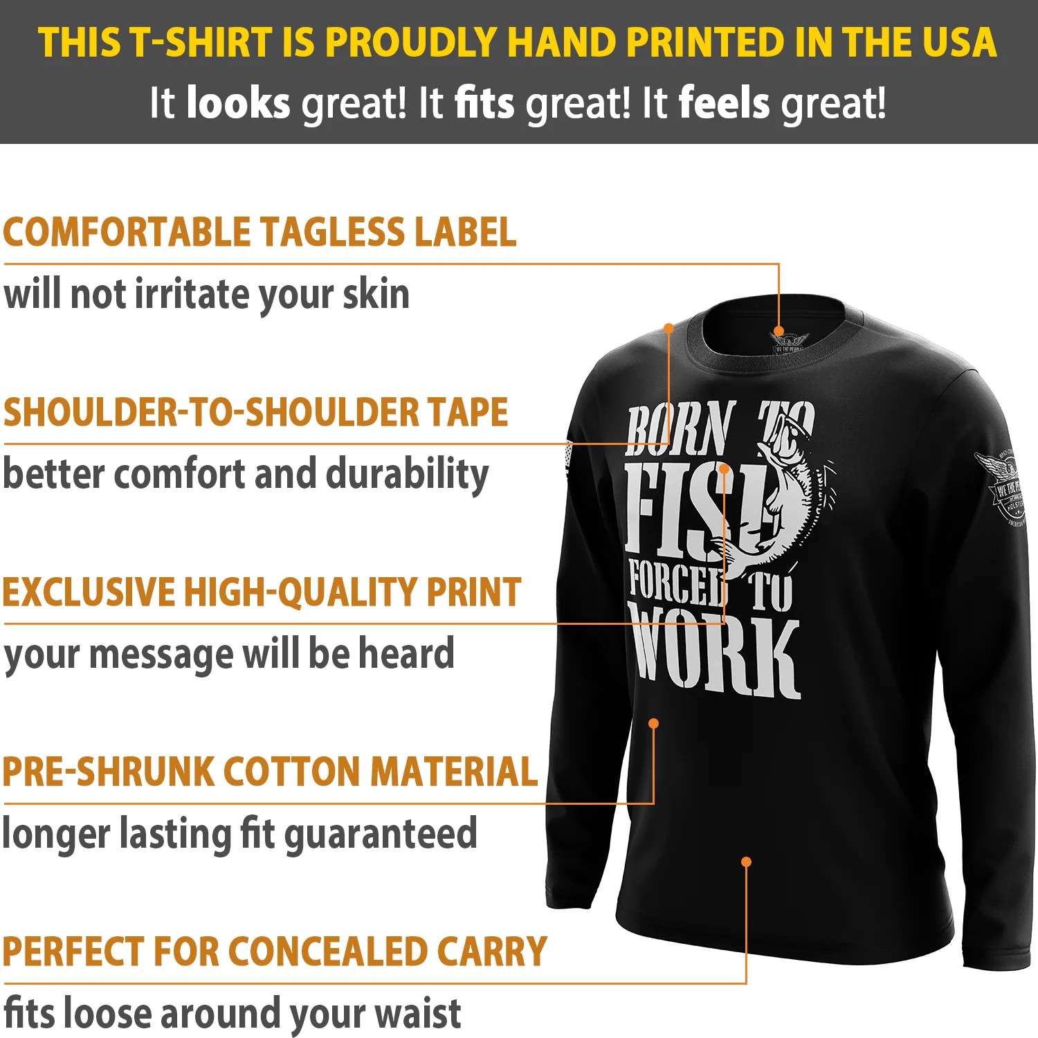Born to Fish Forced to Work Long Sleeve Shirt - Image 6