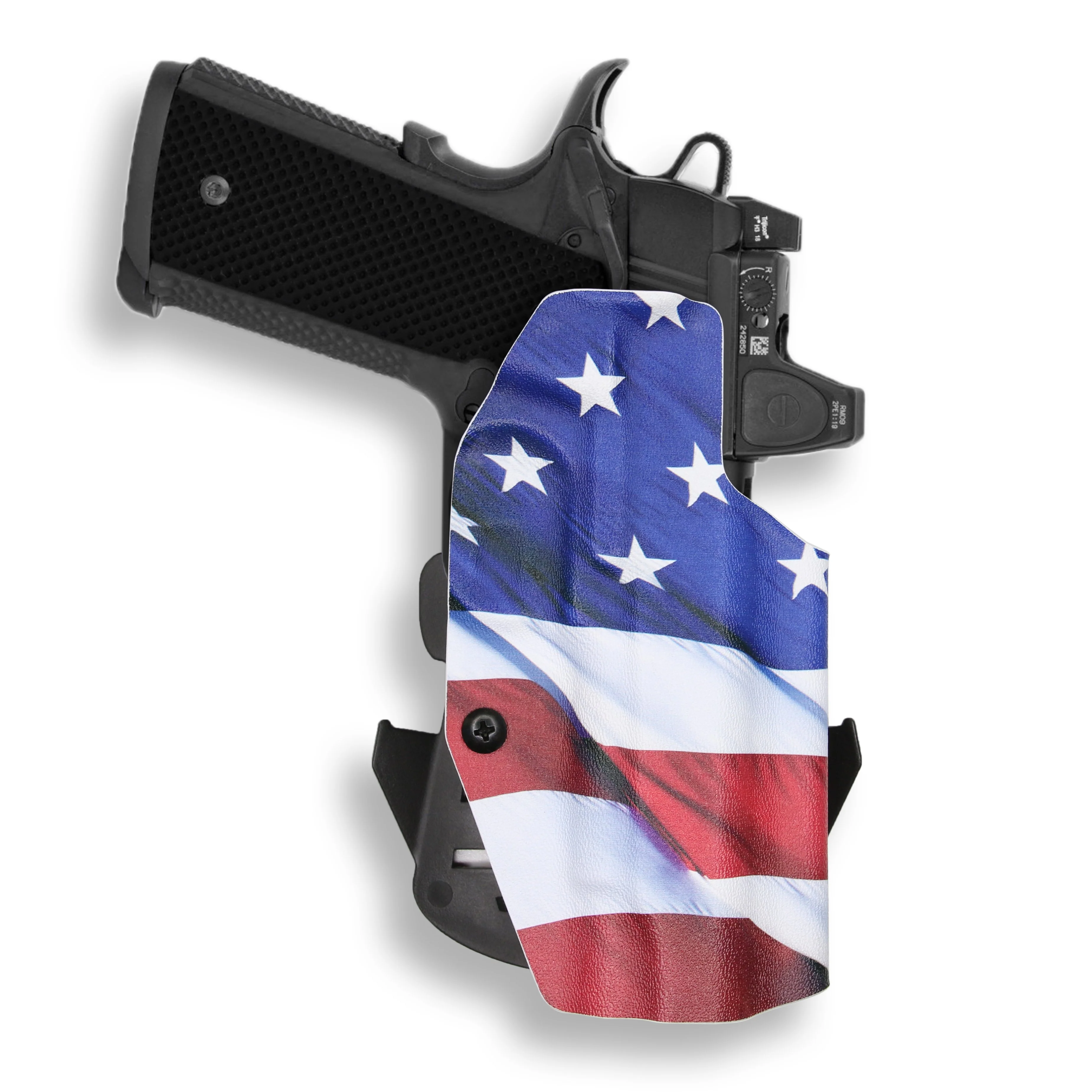 Colt 1911 4" 45ACP with Rail Only Red Dot Optic Cut OWB Holster - Image 9
