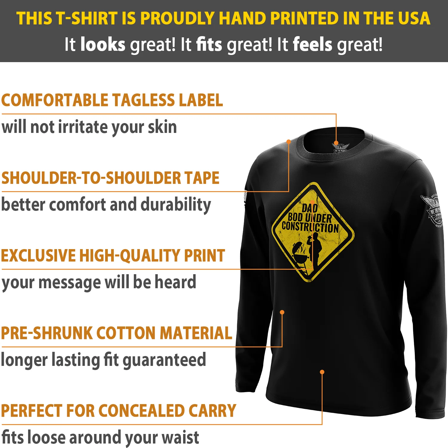 Dad Bod Under Construction Long Sleeve Shirt - Image 6