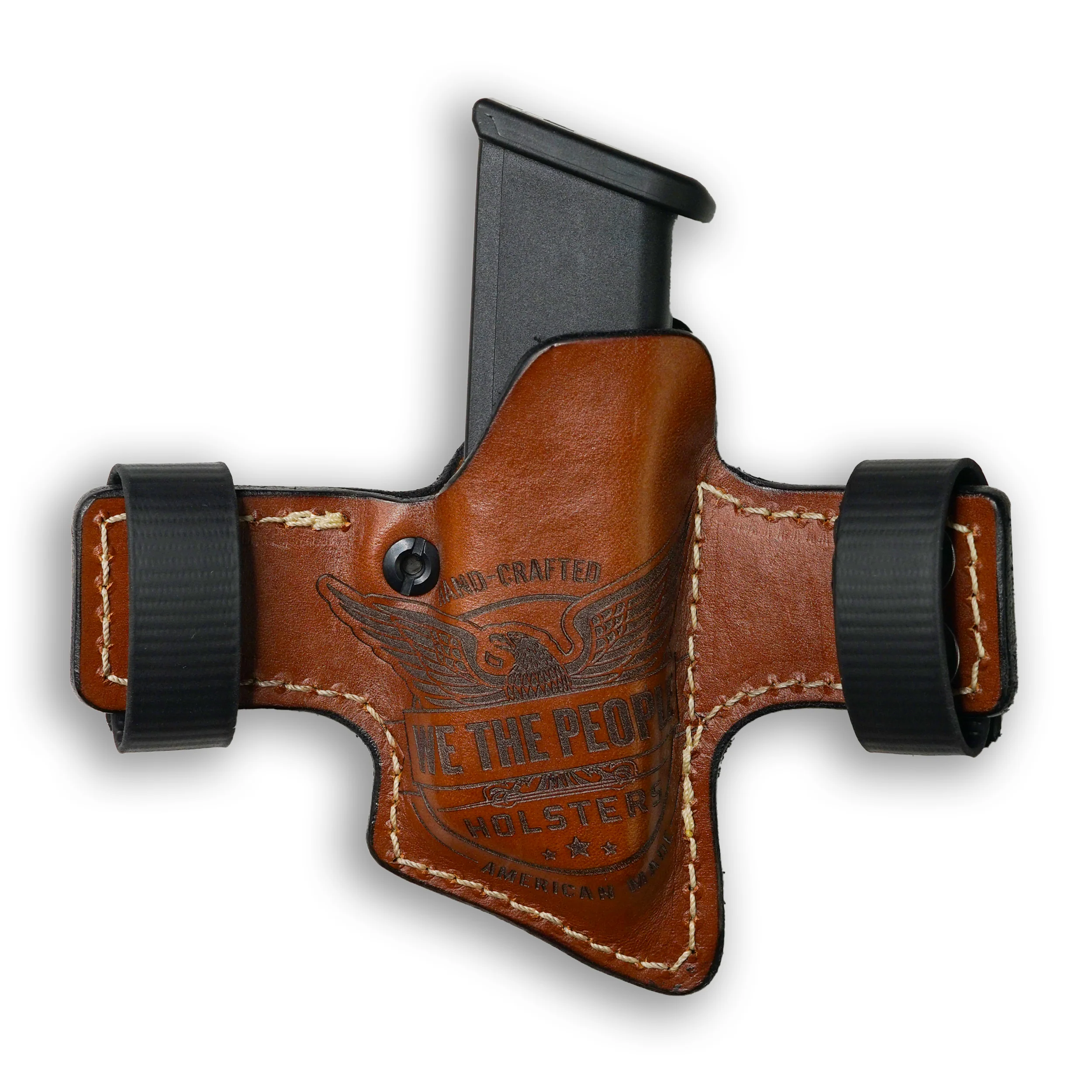 Double Stack Compact/Full Size 9MM/.40/380 Independence Leather OWB Magazine Carrier / Holster - Image 2
