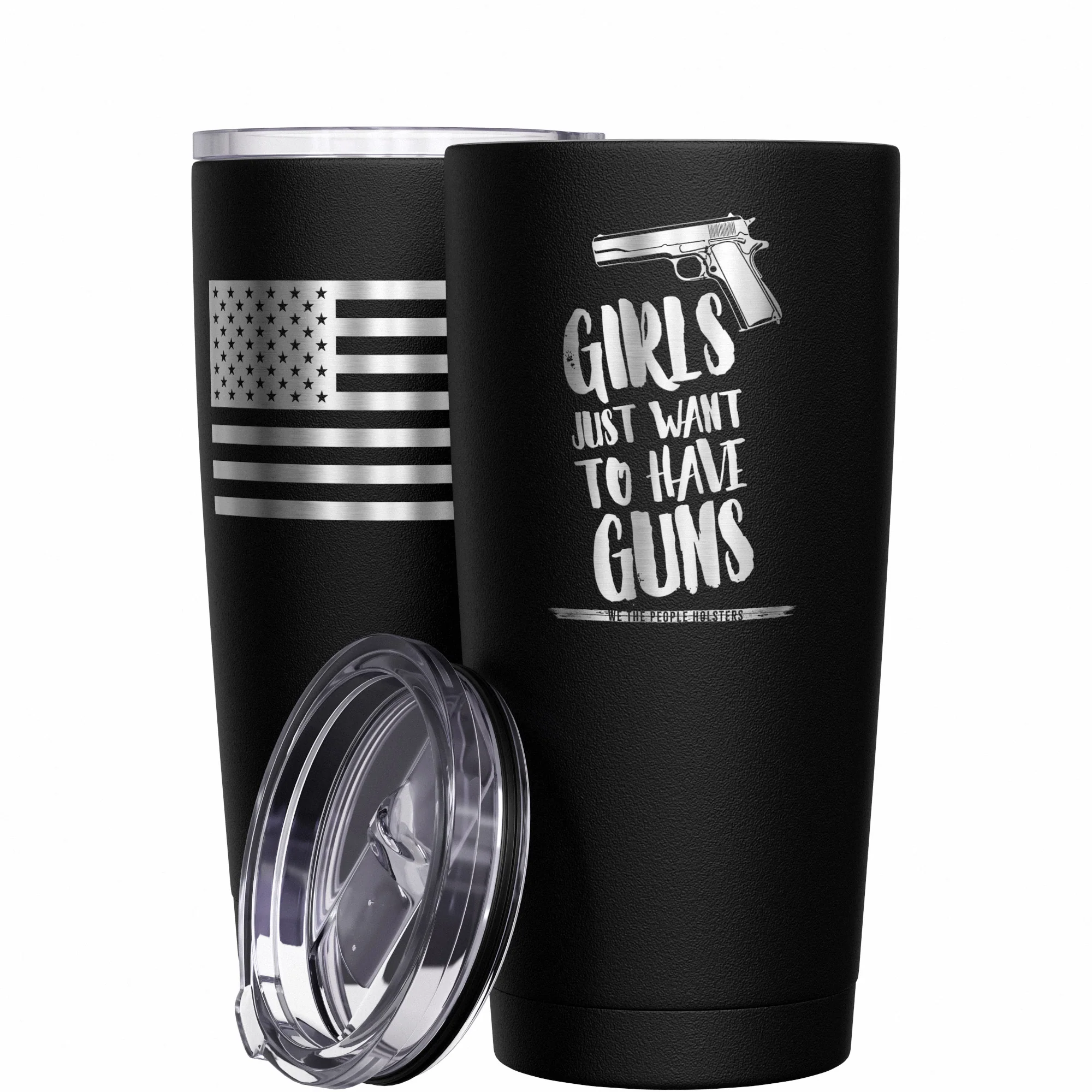 Girls Just Wana Have Guns + American Flag Stainless Steel Tumbler - Image 10