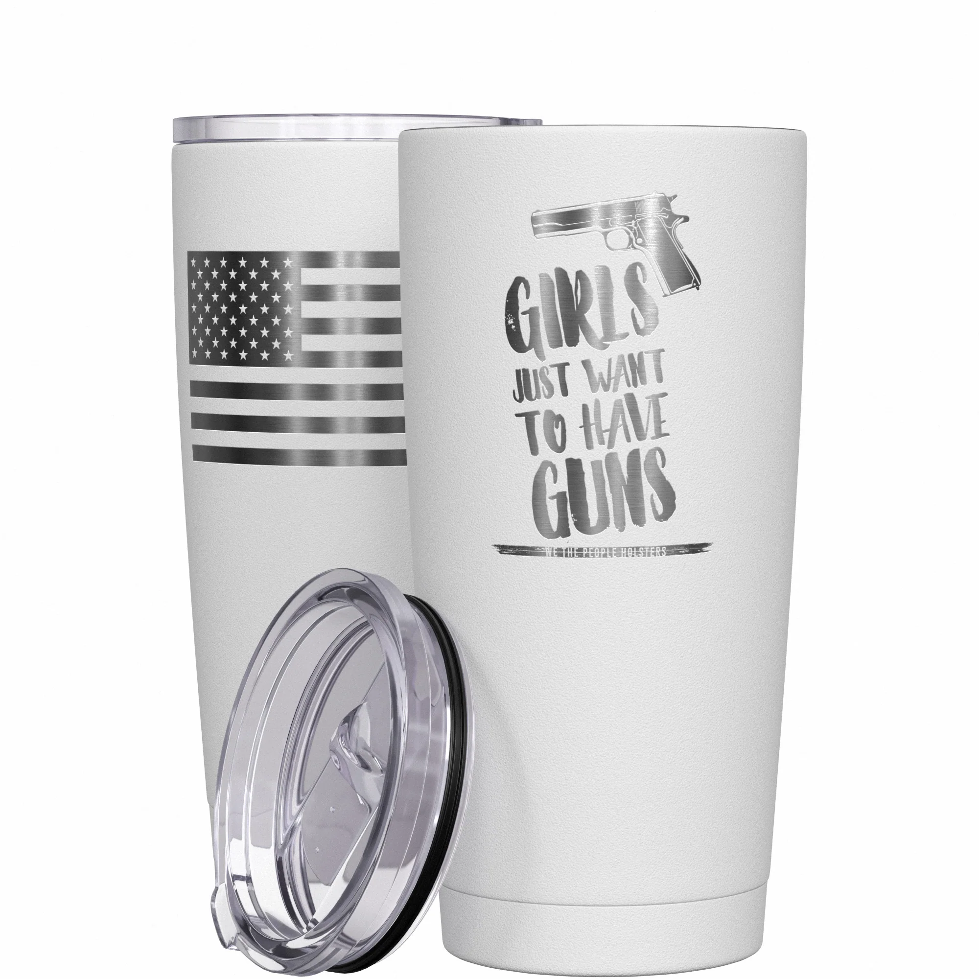 Girls Just Wana Have Guns + American Flag Stainless Steel Tumbler - Image 12