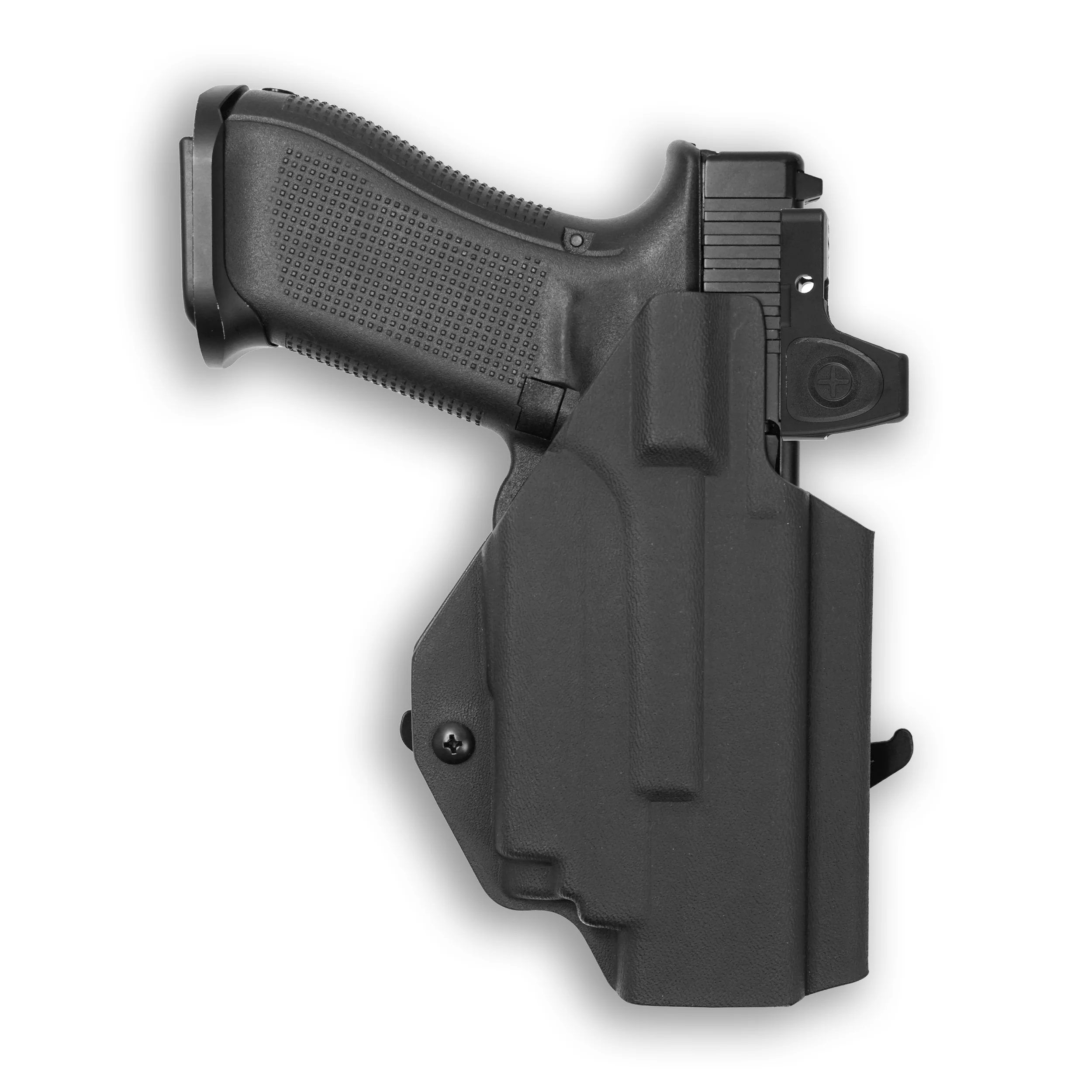Glock 22 Gen 1-4 MOS with Olight PL-Mini 2 Valkyrie Light Red Dot Optic Cut OWB Holster
