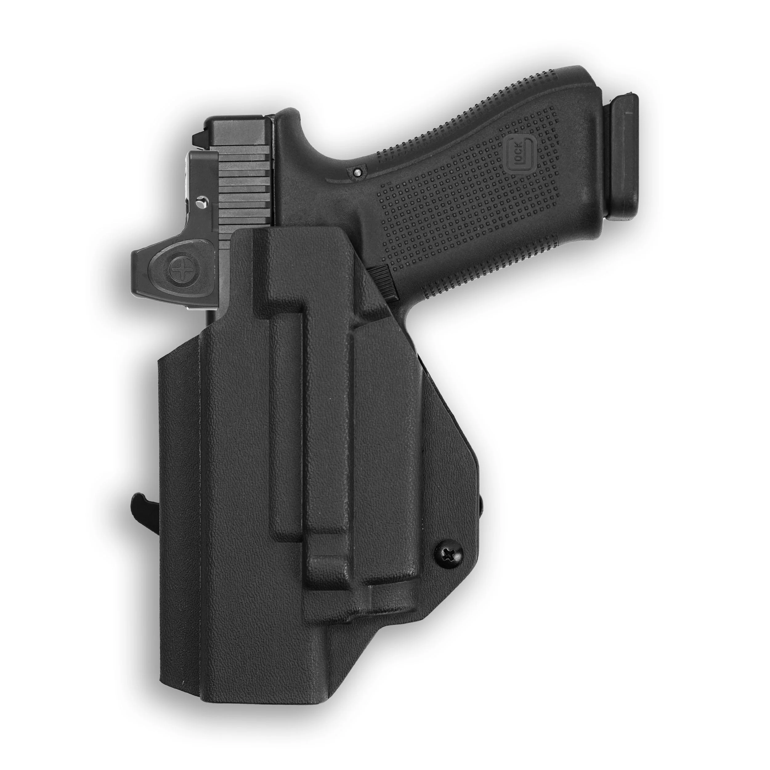 Glock 49 MOS with Olight Baldr RL Mini Light Red Dot Optic Cut OWB Holster - Image 3