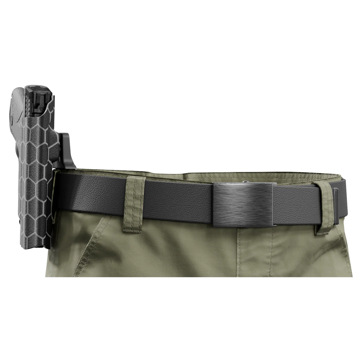 Gray Honeycomb Custom Printed Holster - OWB Kydex Holster - Image 5