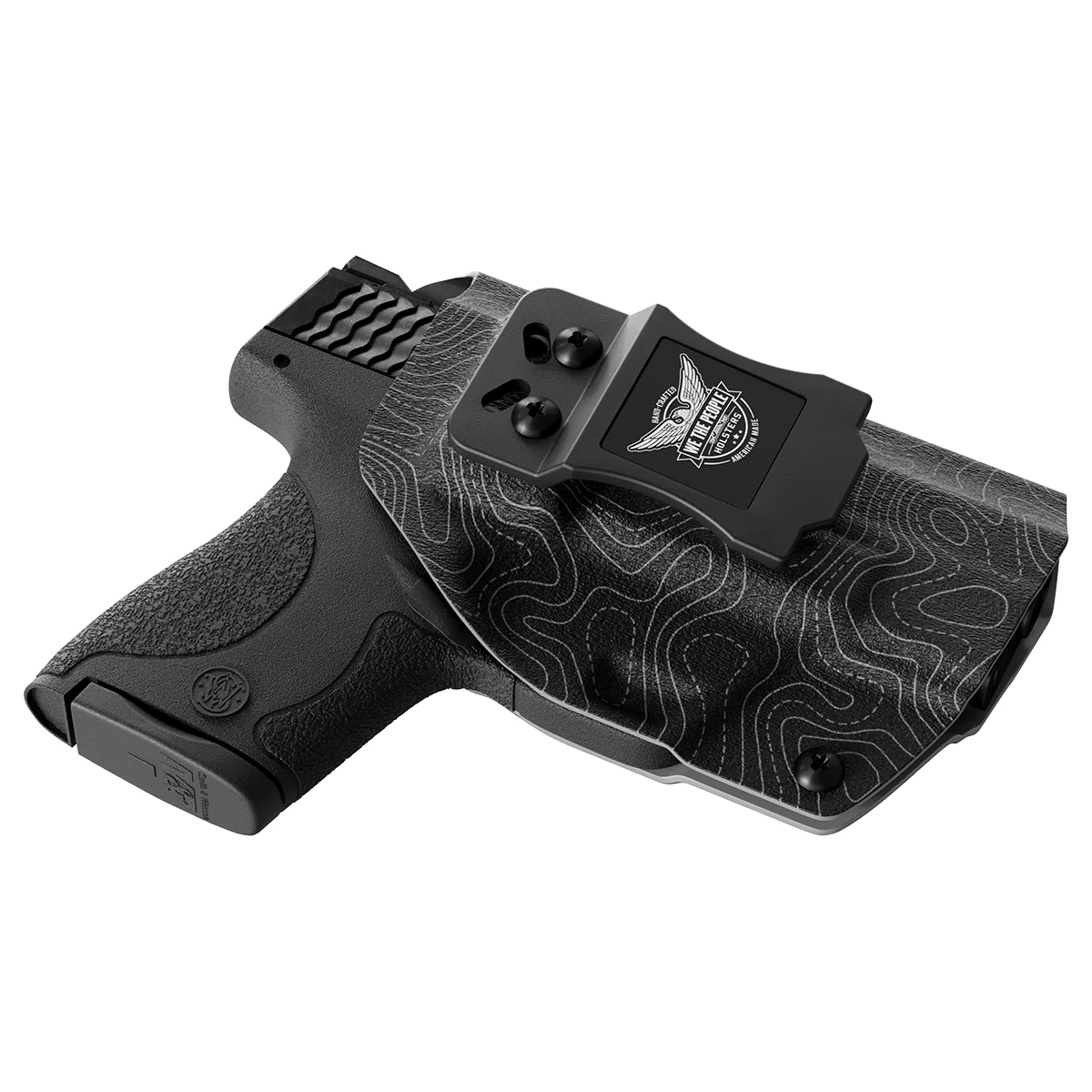 Gray Topographic Map Custom Printed Holster - IWB Kydex Holster - Image 2