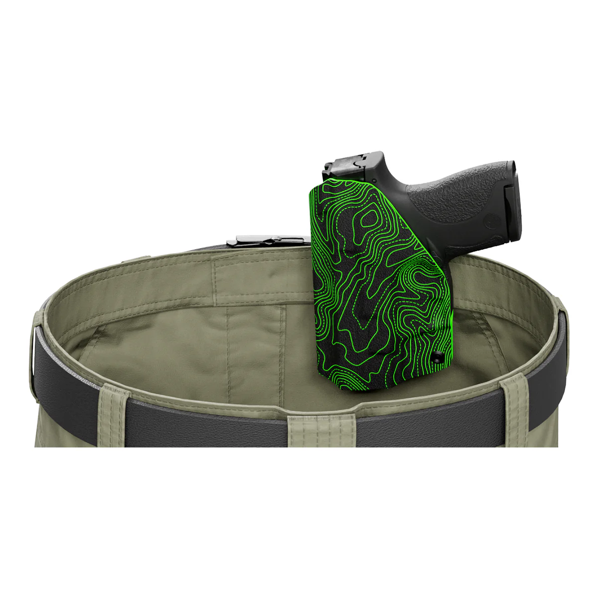 Green Topographic Map Custom Printed Holster - IWB Kydex Holster - Image 7