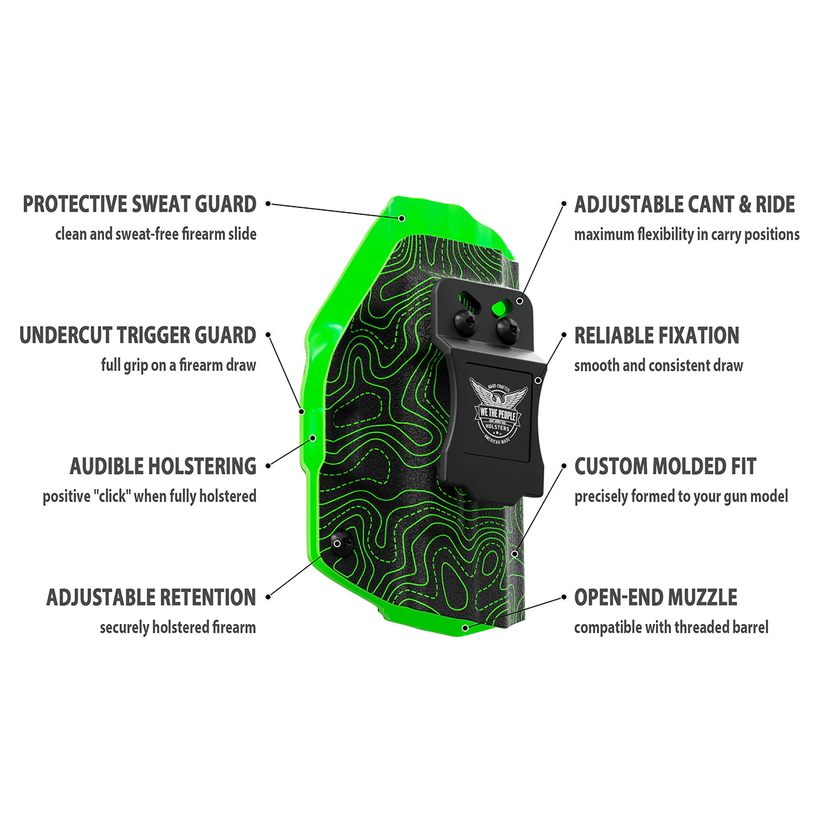 Green Topographic Map Custom Printed Holster - IWB Kydex Holster - Image 9
