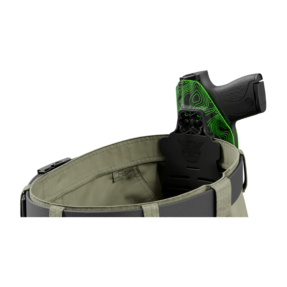 Green Topographic Map Custom Printed Holster - OWB Kydex Holster - Image 7