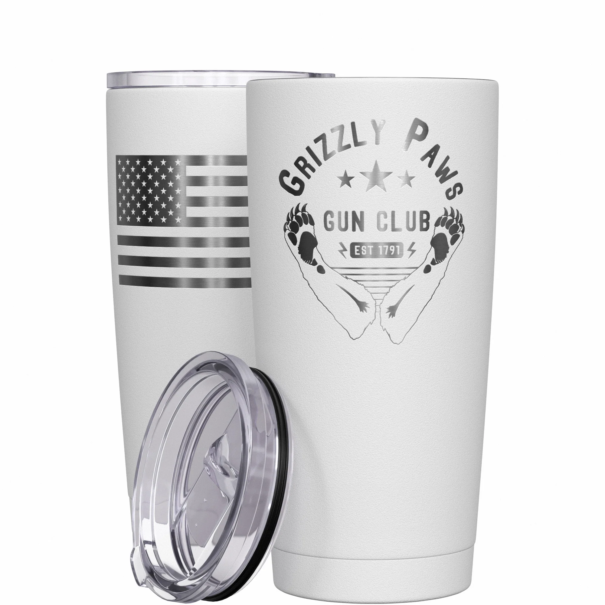 Grizzly Paws Gun Club + American Flag Stainless Steel Tumbler - Image 12