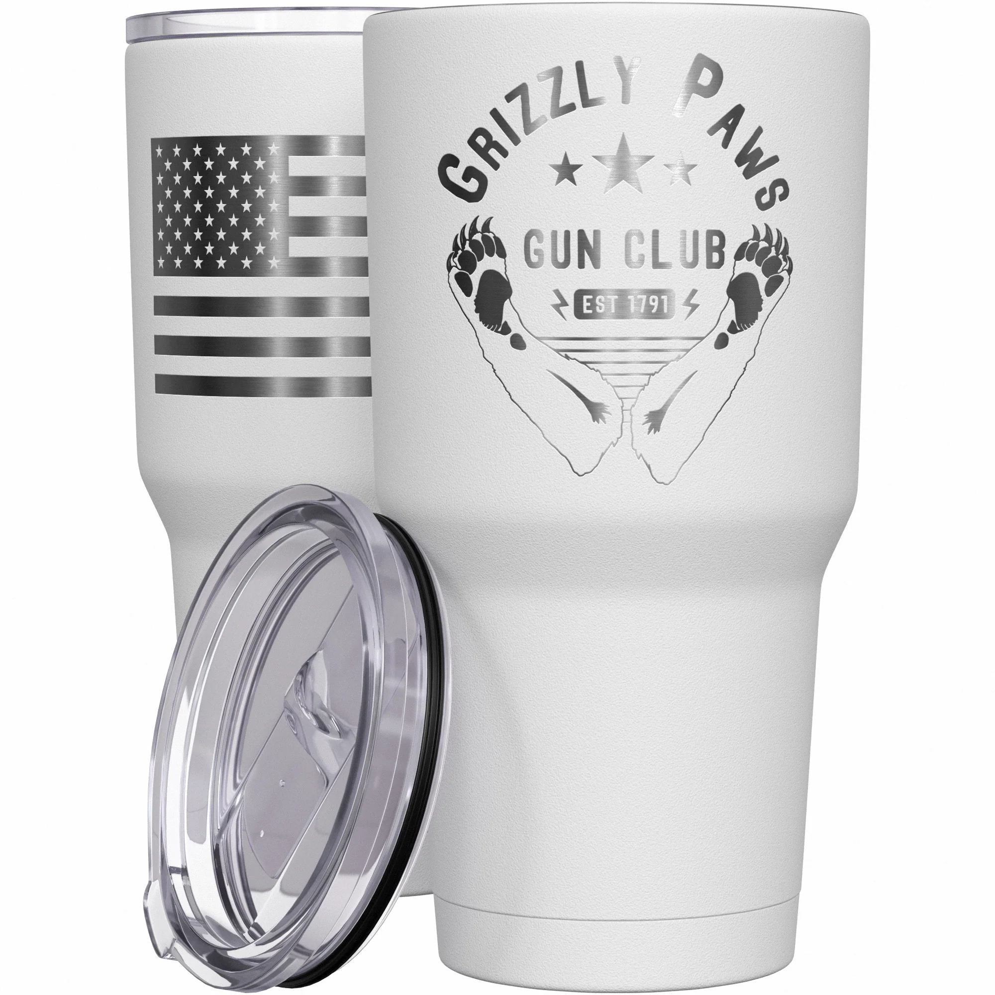 Grizzly Paws Gun Club + American Flag Stainless Steel Tumbler - Image 9