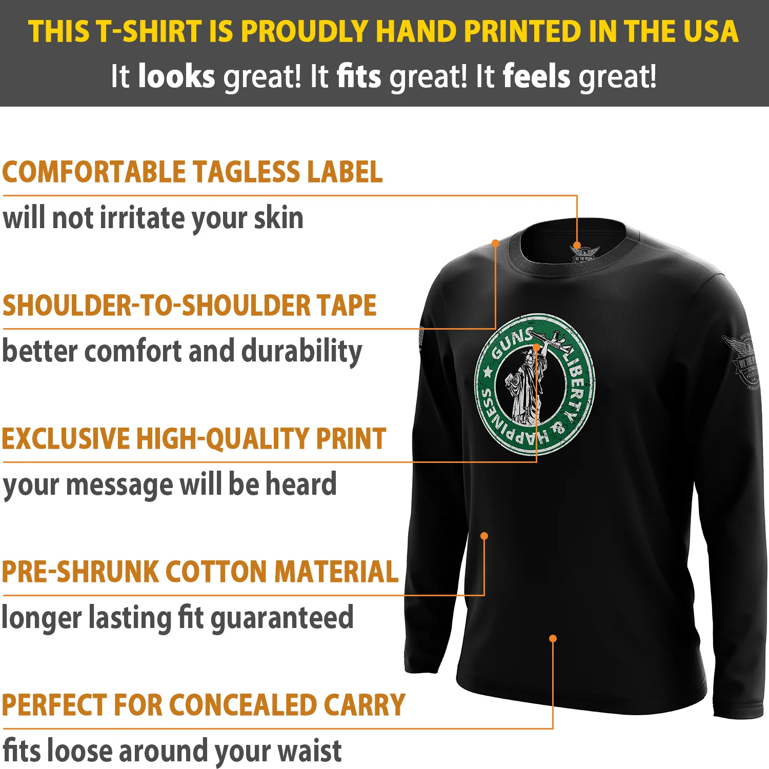 Guns - Liberty and Happiness Long Sleeve Shirt - Image 6