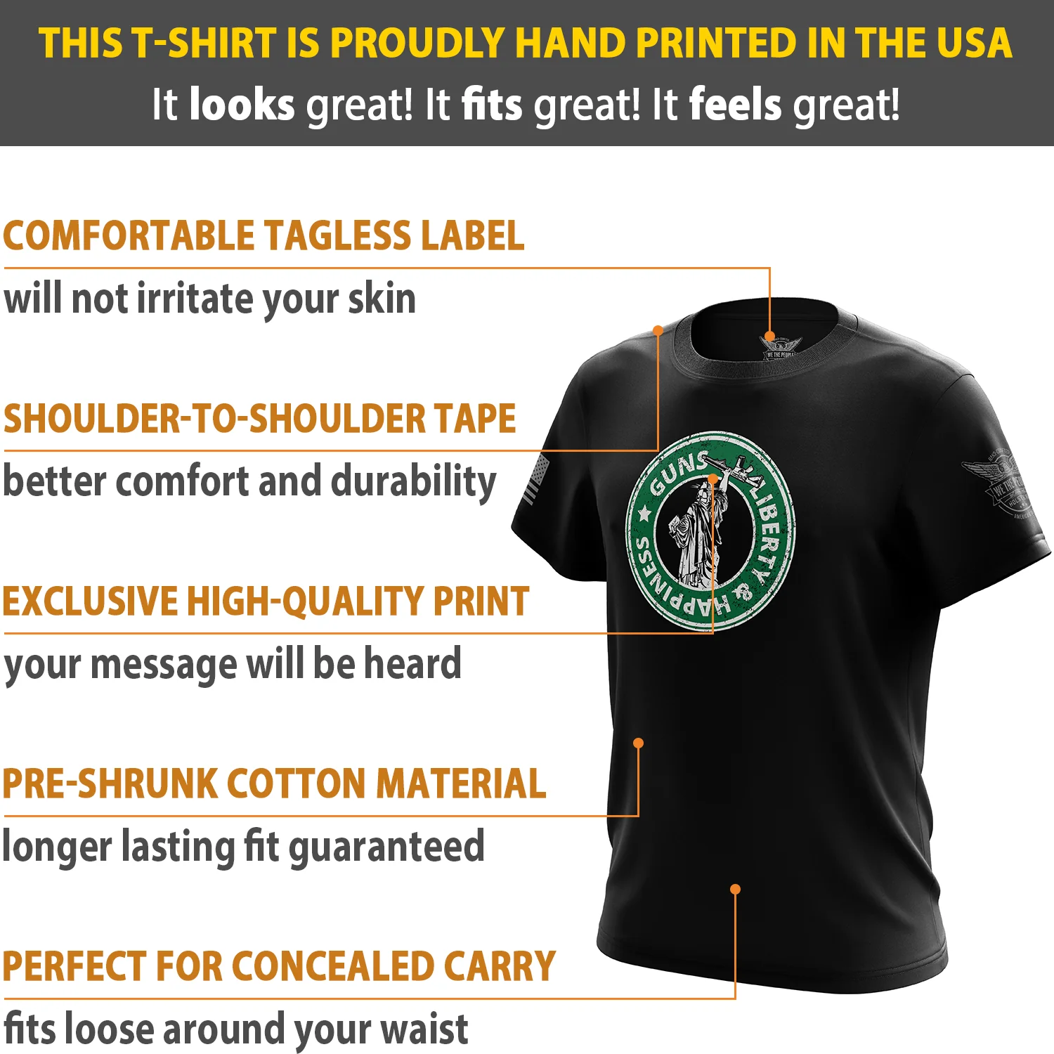 Guns - Liberty and Happiness Short Sleeve Shirt - Image 6
