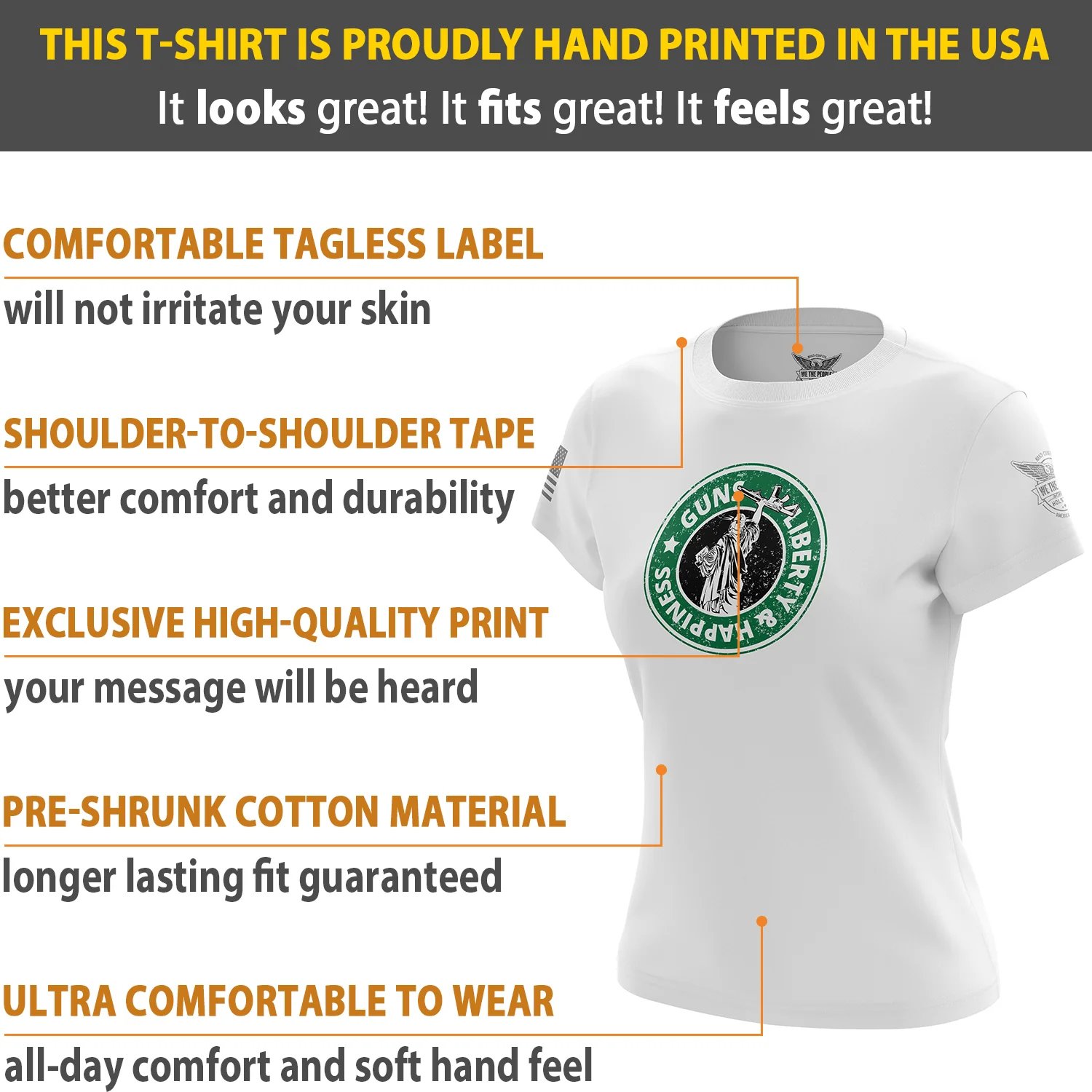 Guns - Liberty and Happiness Women's Short Sleeve Shirt - Image 12
