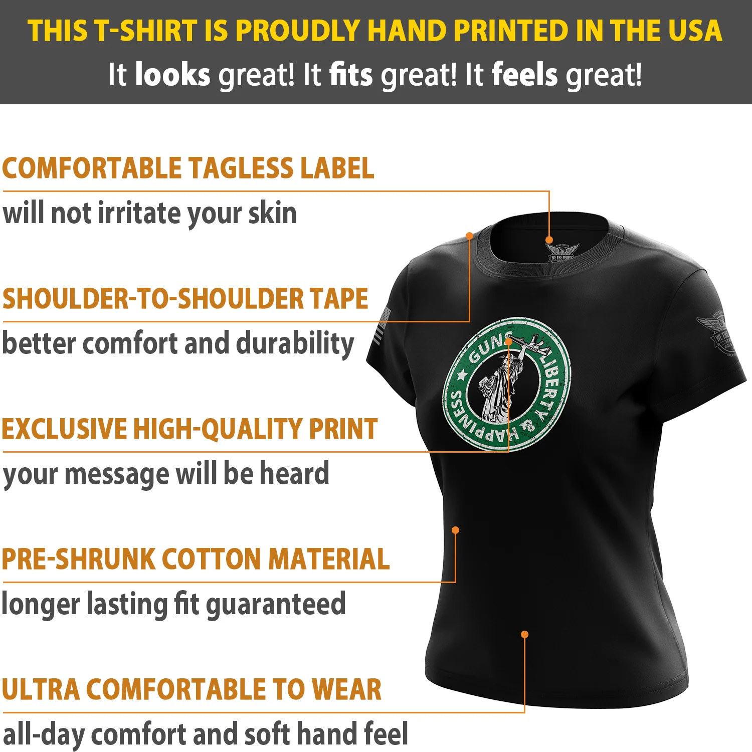 Guns - Liberty and Happiness Women's Short Sleeve Shirt - Image 6
