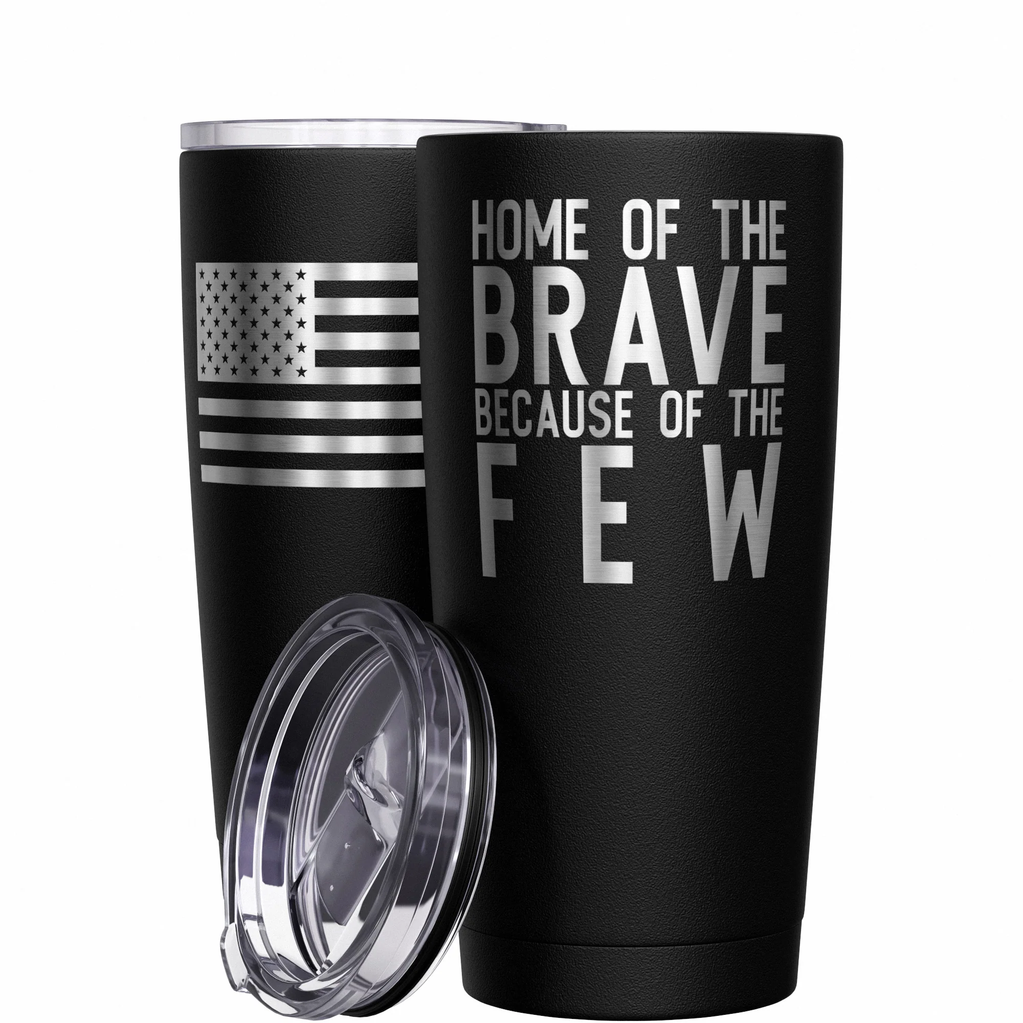 Home of the Brave + American Flag Stainless Steel Tumbler - Image 10