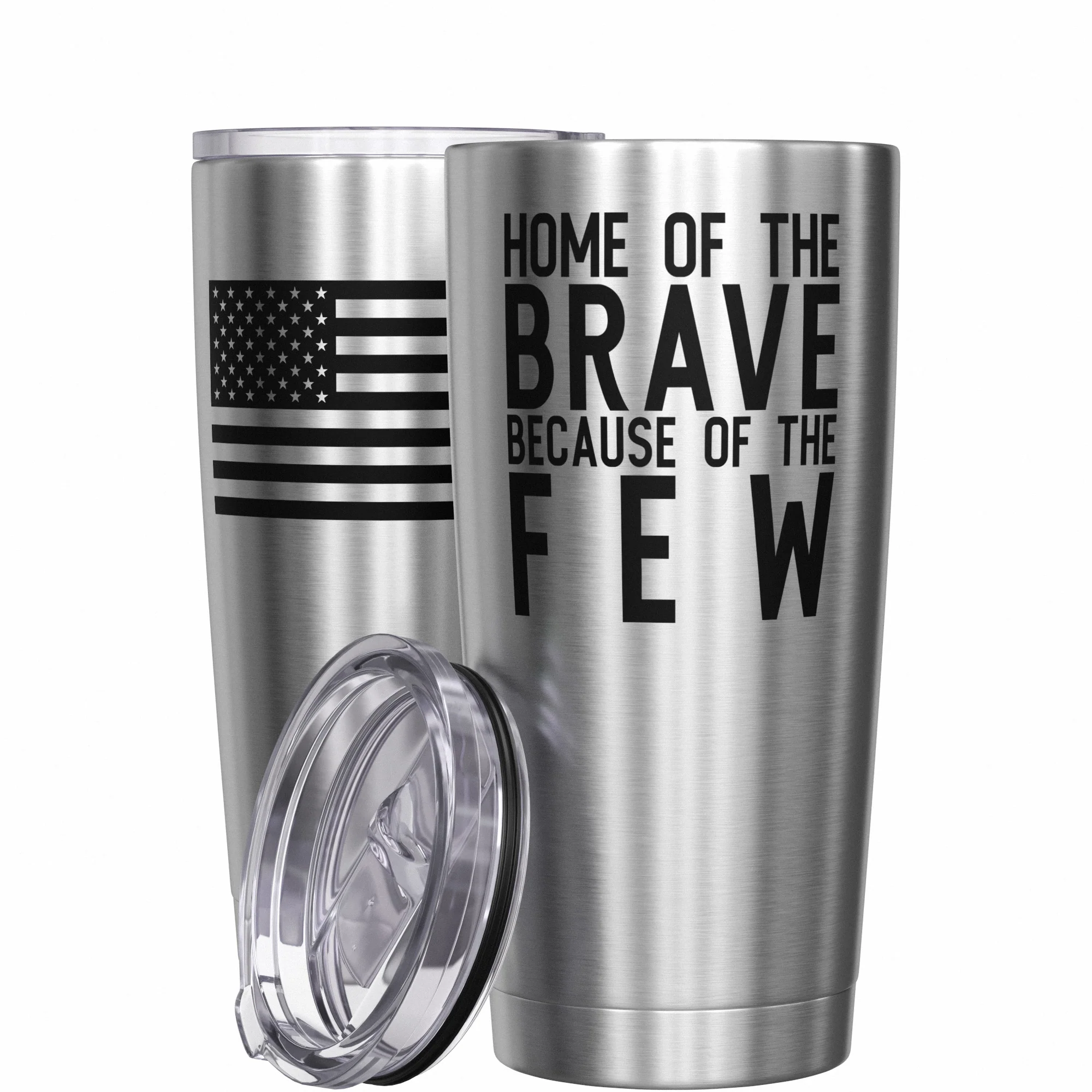 Home of the Brave + American Flag Stainless Steel Tumbler - Image 11
