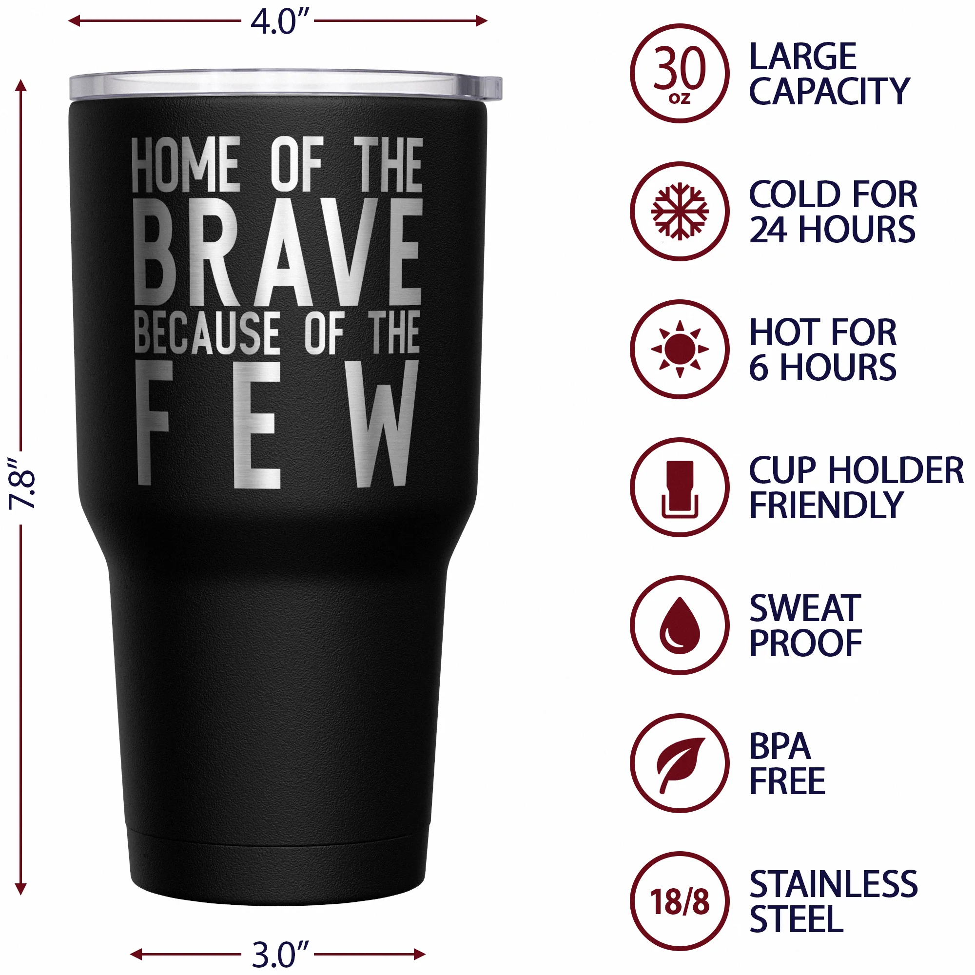 Home of the Brave + American Flag Stainless Steel Tumbler - Image 6