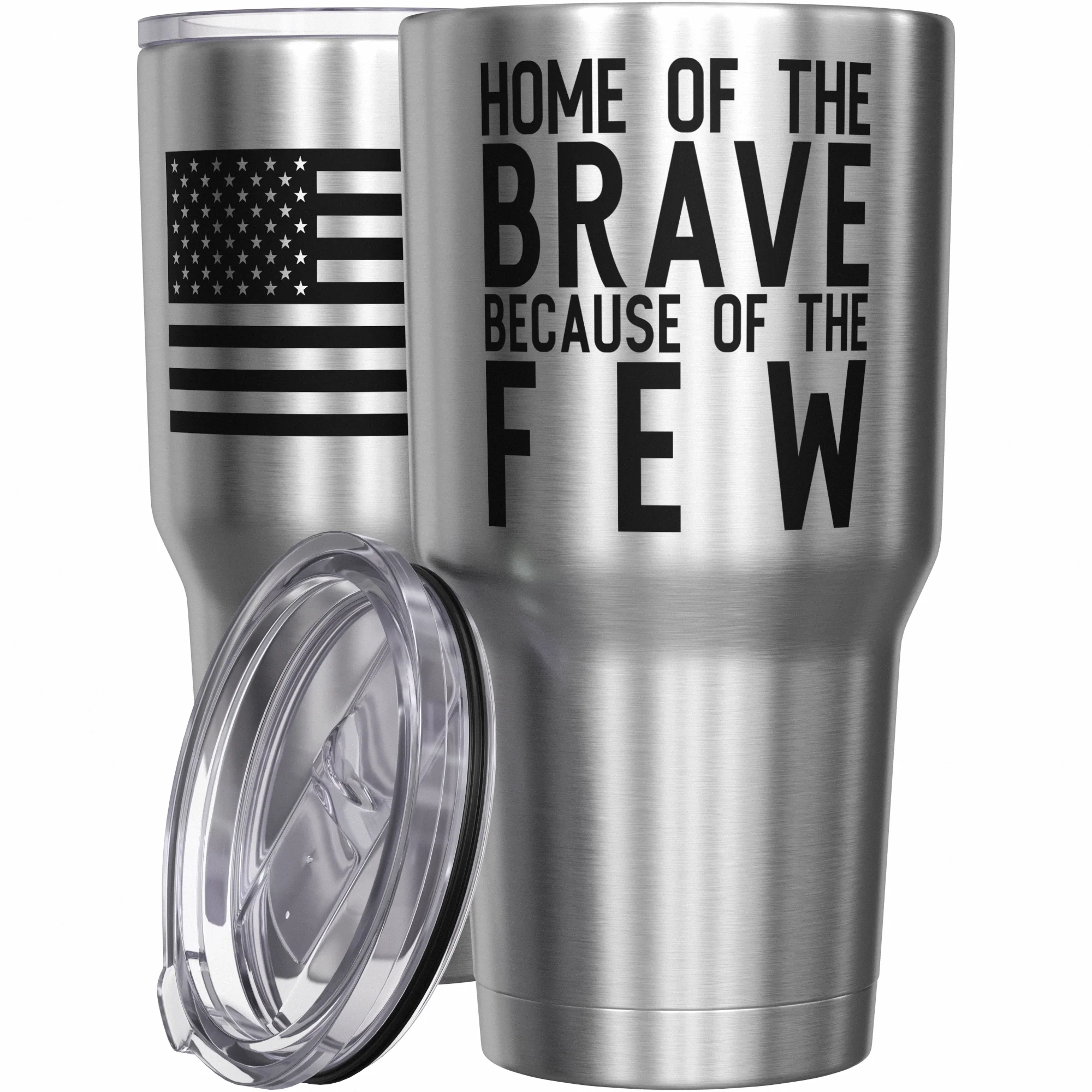 Home of the Brave + American Flag Stainless Steel Tumbler - Image 7