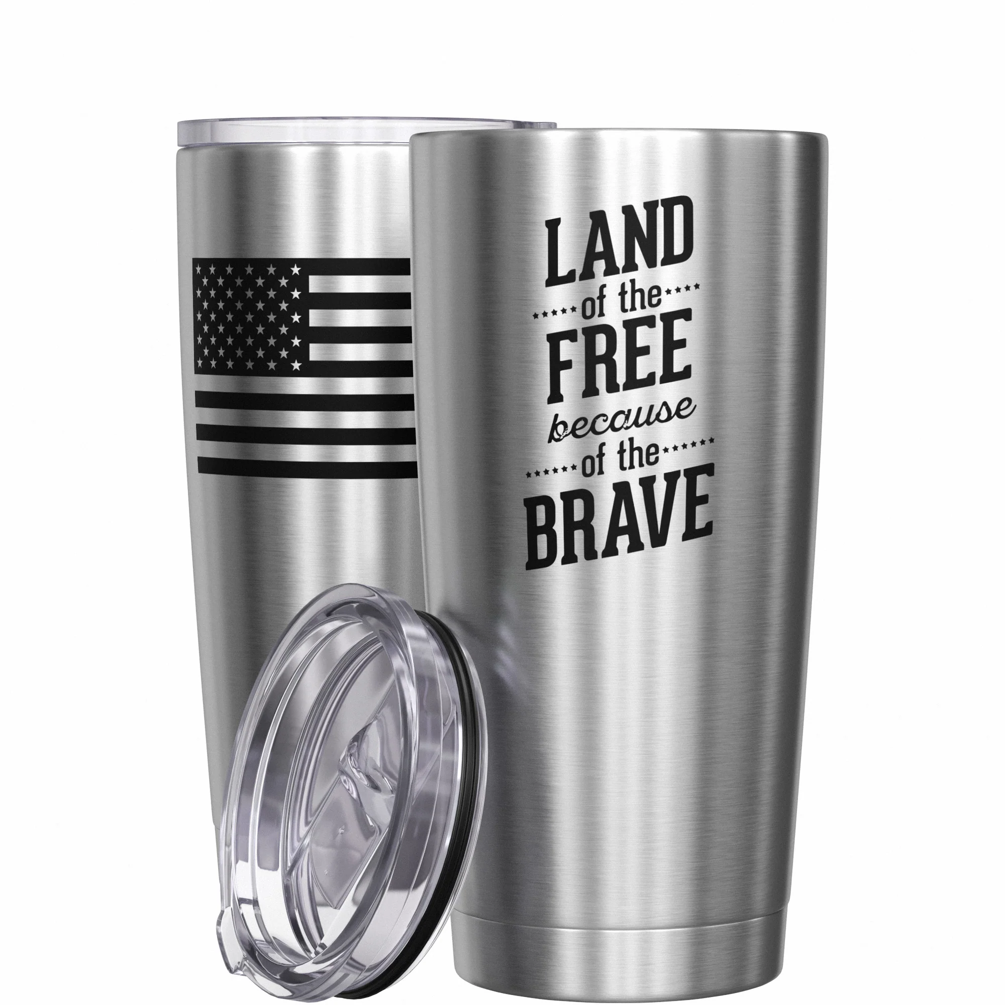 Land Of The Free Because Of The Brave Stainless Steel Tumbler - Image 11
