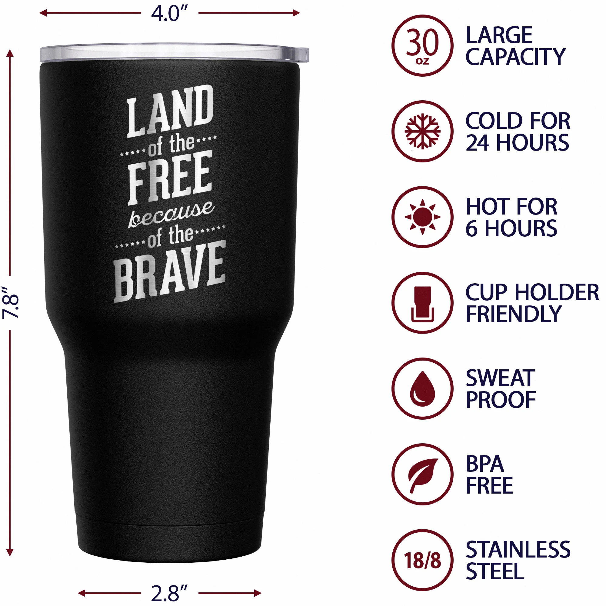 Land Of The Free Because Of The Brave Stainless Steel Tumbler - Image 6