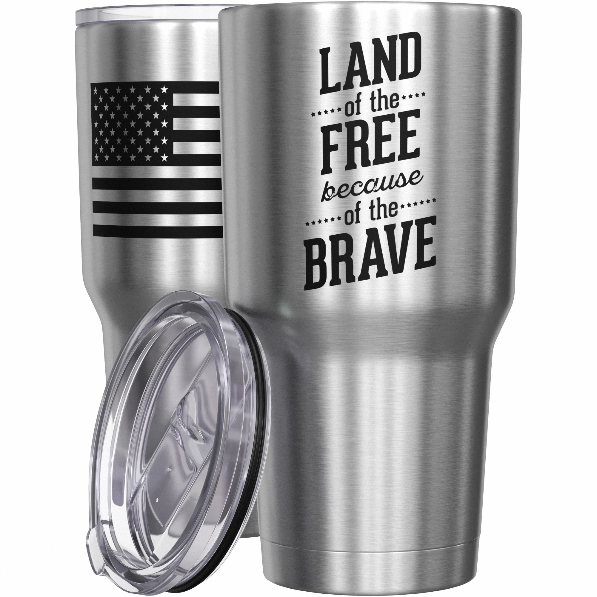 Land Of The Free Because Of The Brave Stainless Steel Tumbler - Image 7